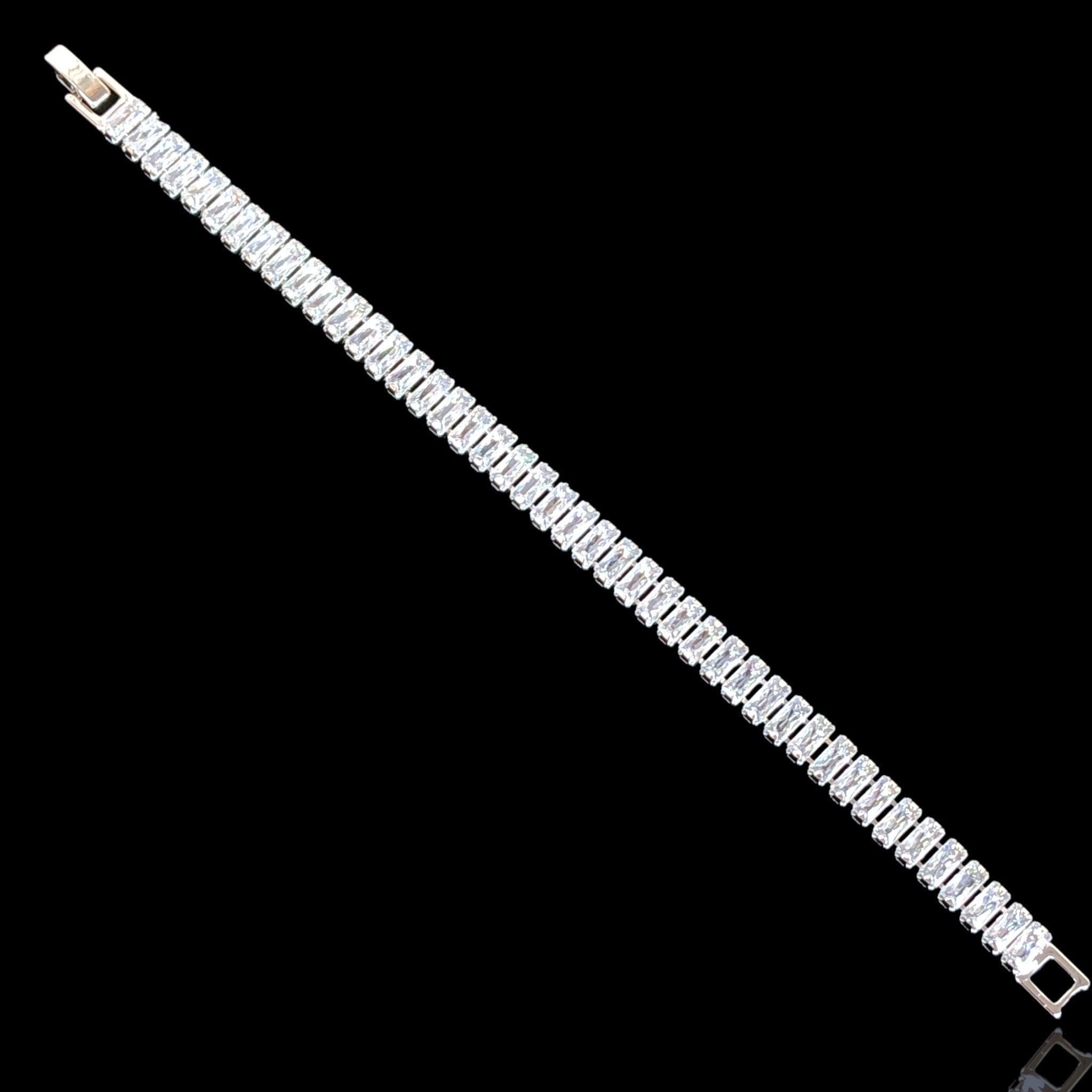 18k Gold-Filled Baguette CZ Tennis Bracelet- kuania oro laminado