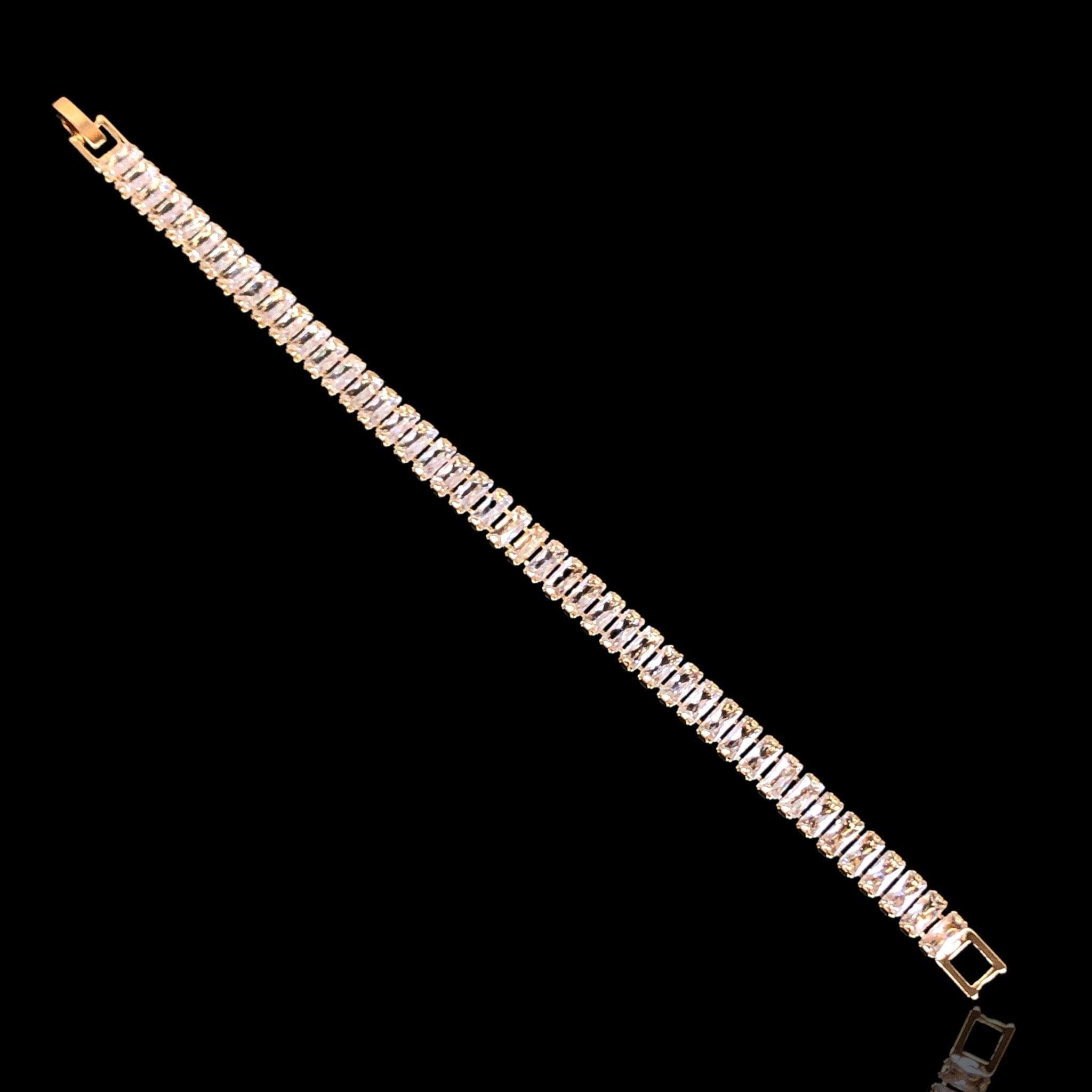 18k Gold-Filled Baguette CZ Tennis Bracelet- kuania oro laminado