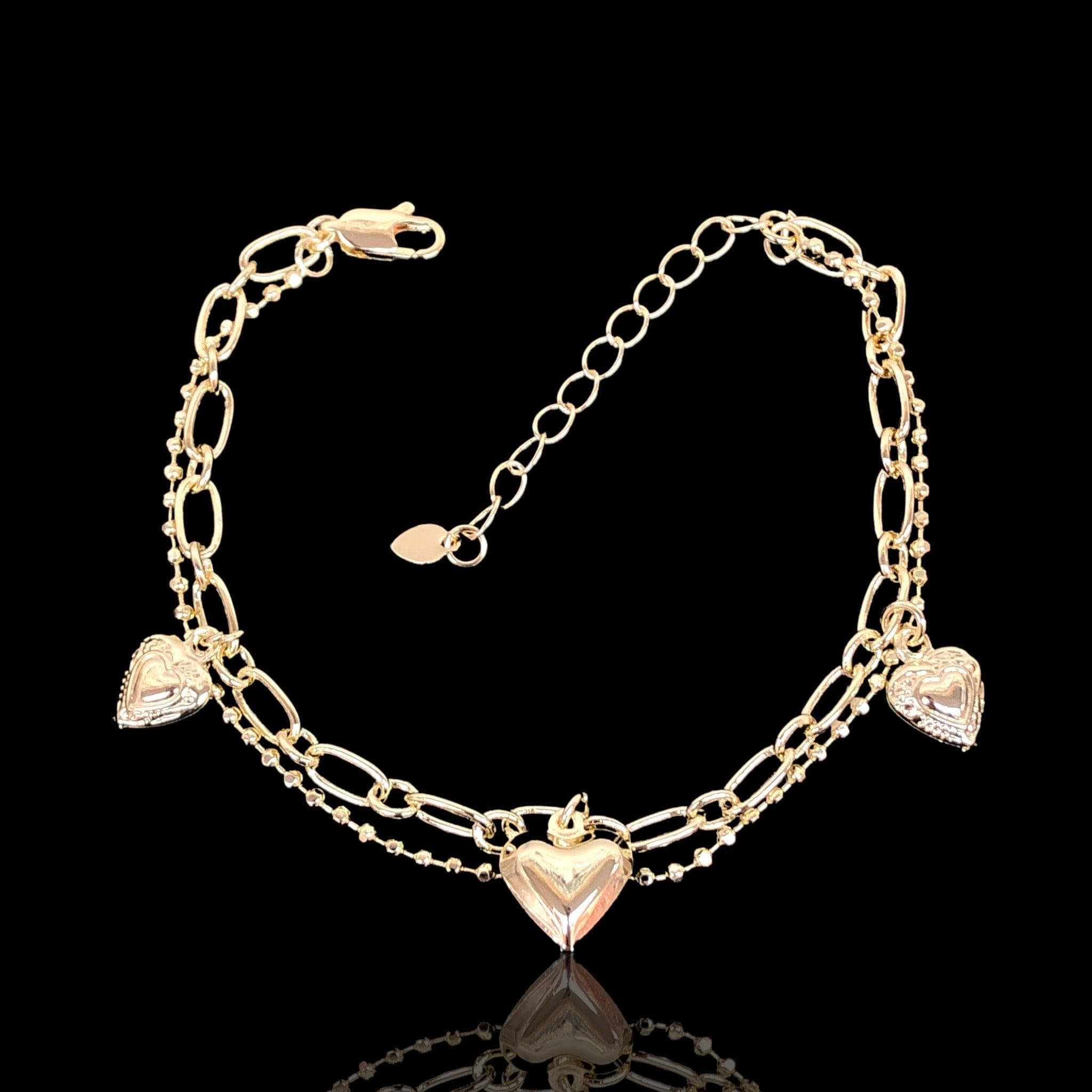 18K Gold-Filled Heart of Gold Bracelet- kuania oro laminado