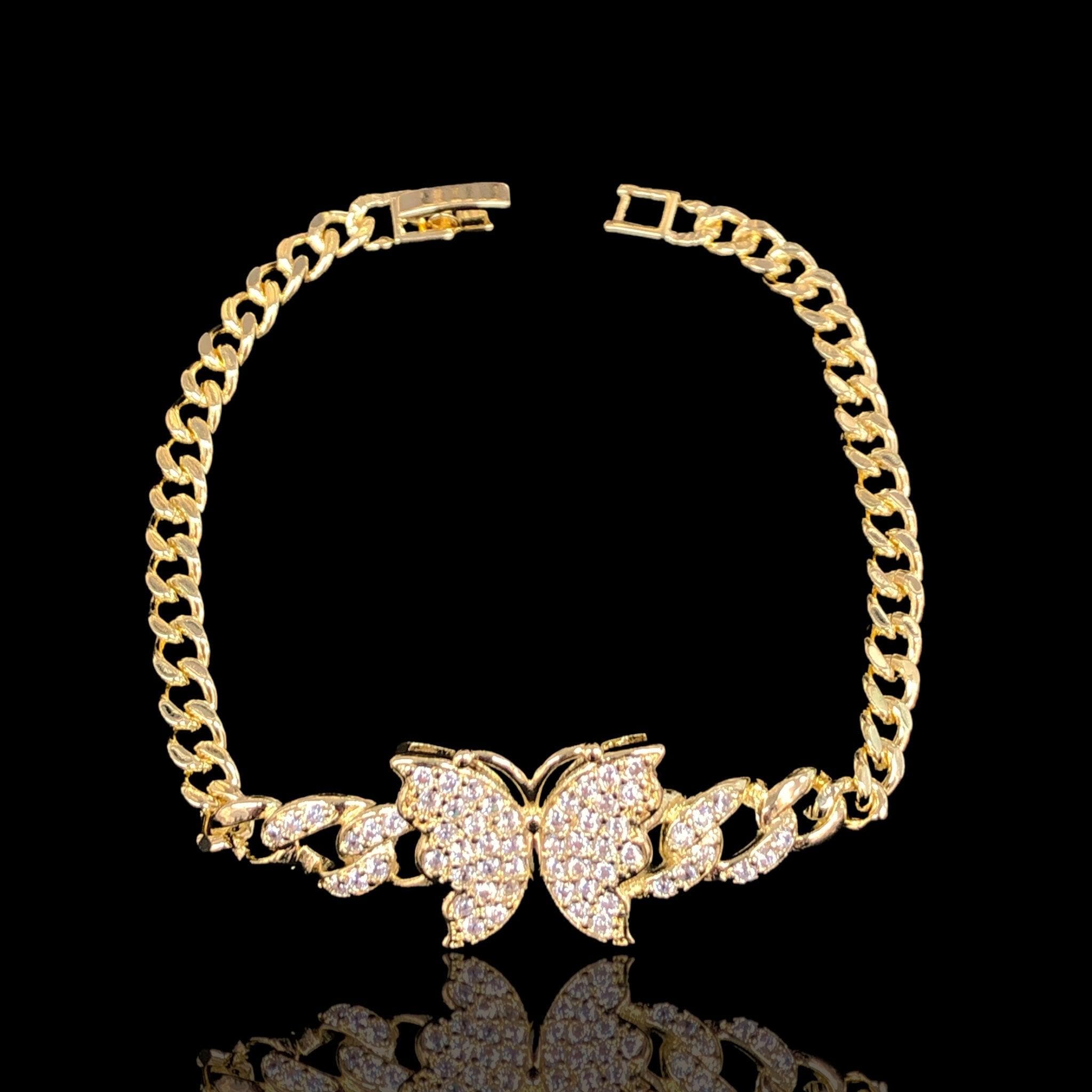 18k Gold-Filled Monarch Butterfly CZ Bracelet