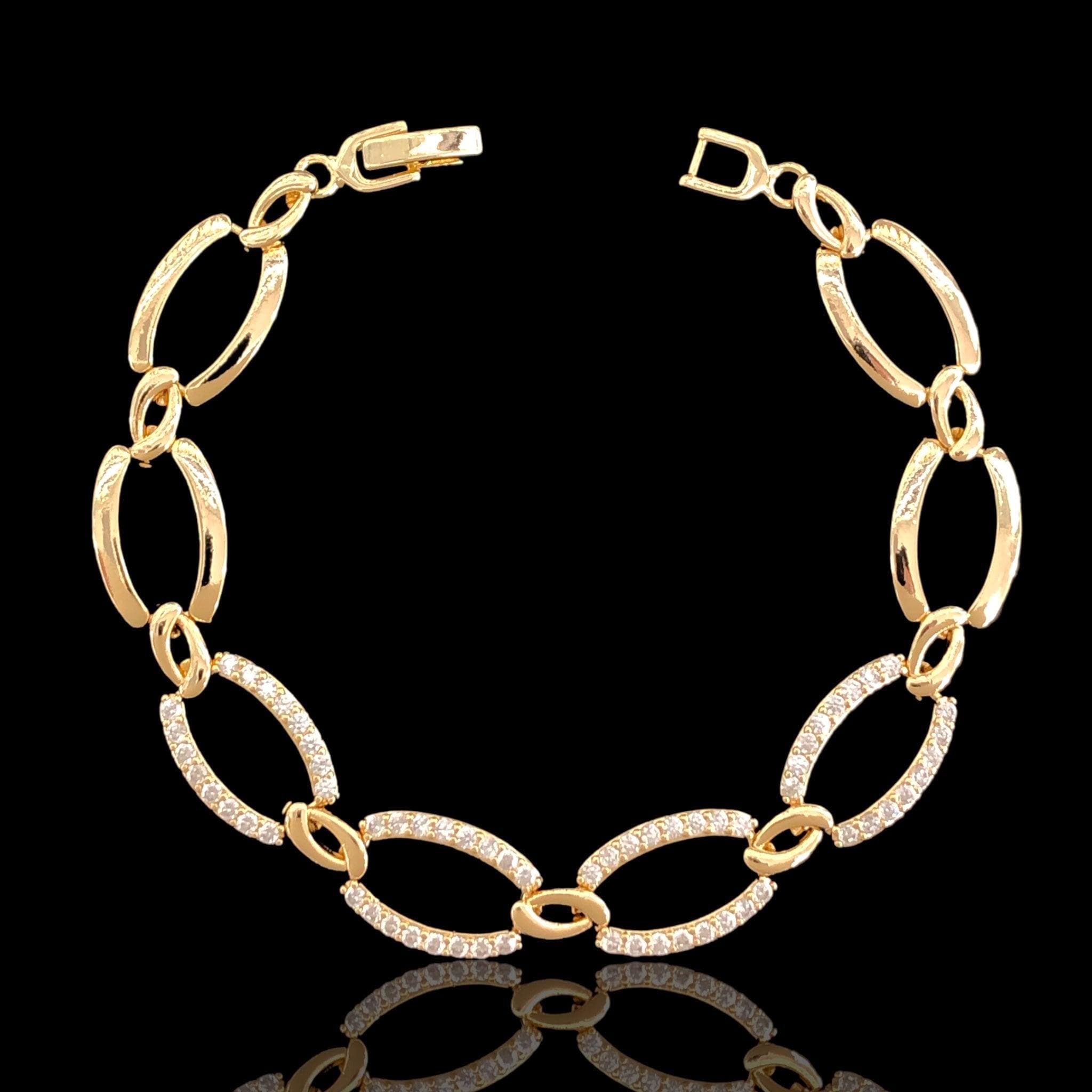 18K Gold Filled Sicilian Oval CZ Bracelet - kuania oro laminado