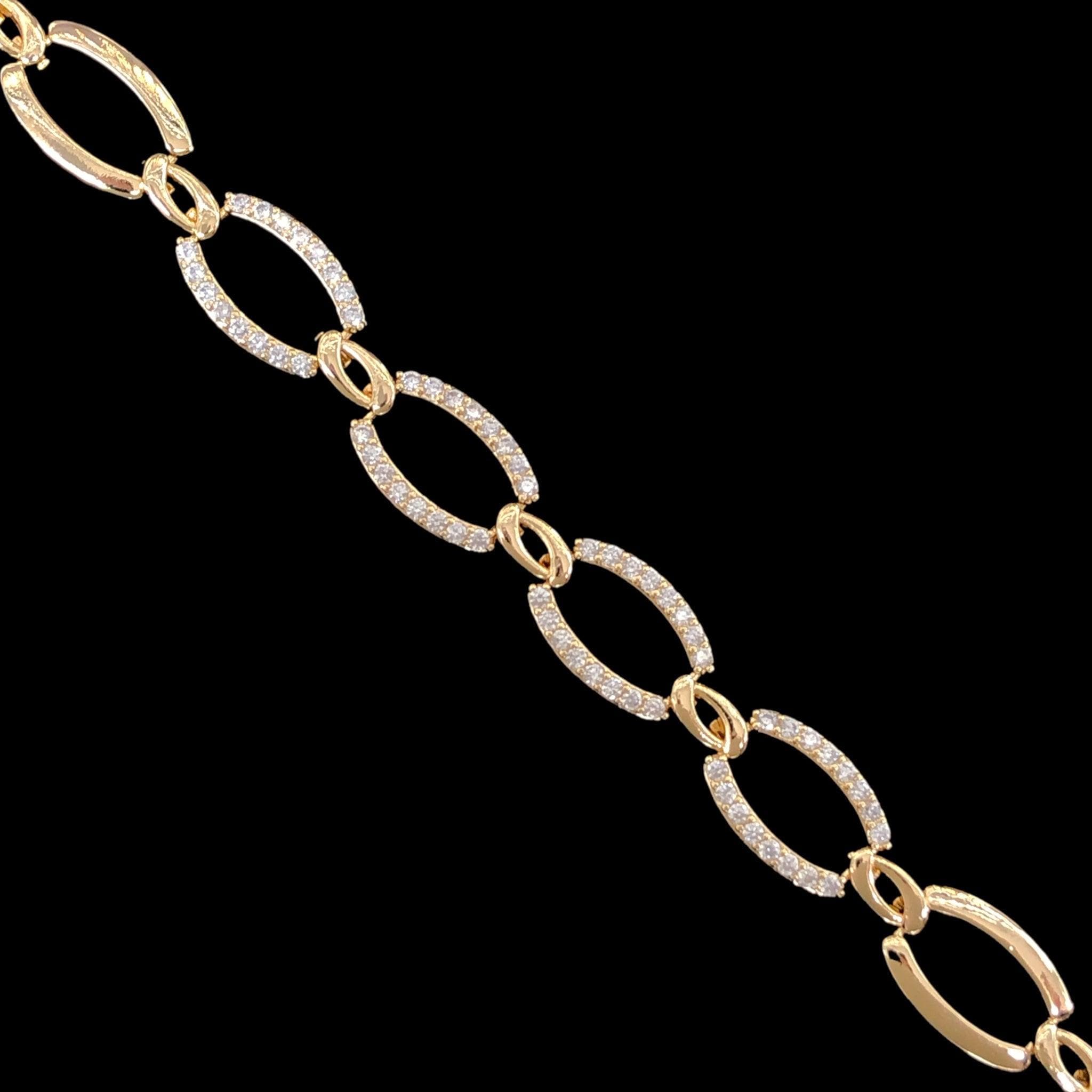 18K Gold Filled Sicilian Oval CZ Bracelet - kuania oro laminado