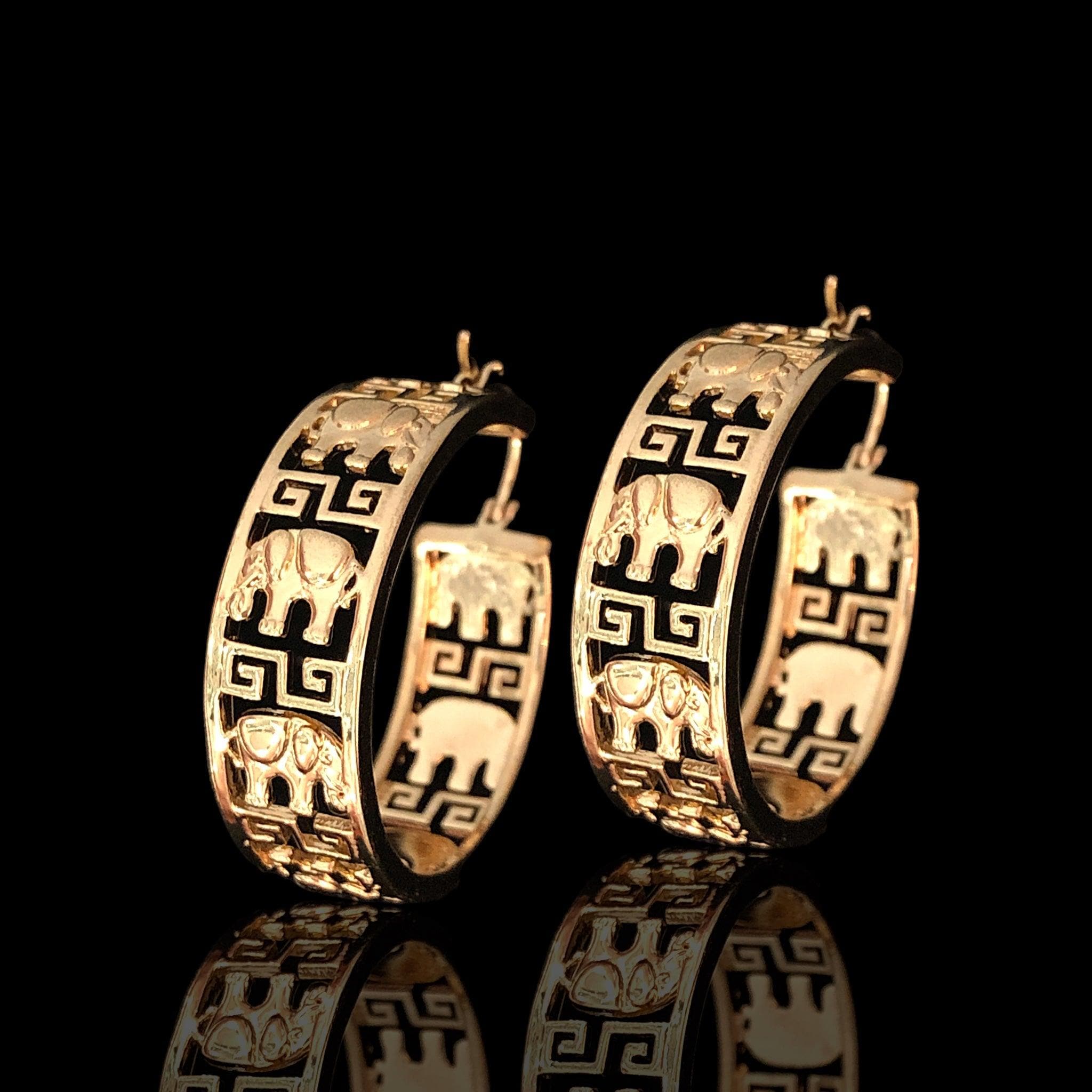 18K Gold Filled Lucky Elephant Hoop Earrings - Kuania Oro Laminado