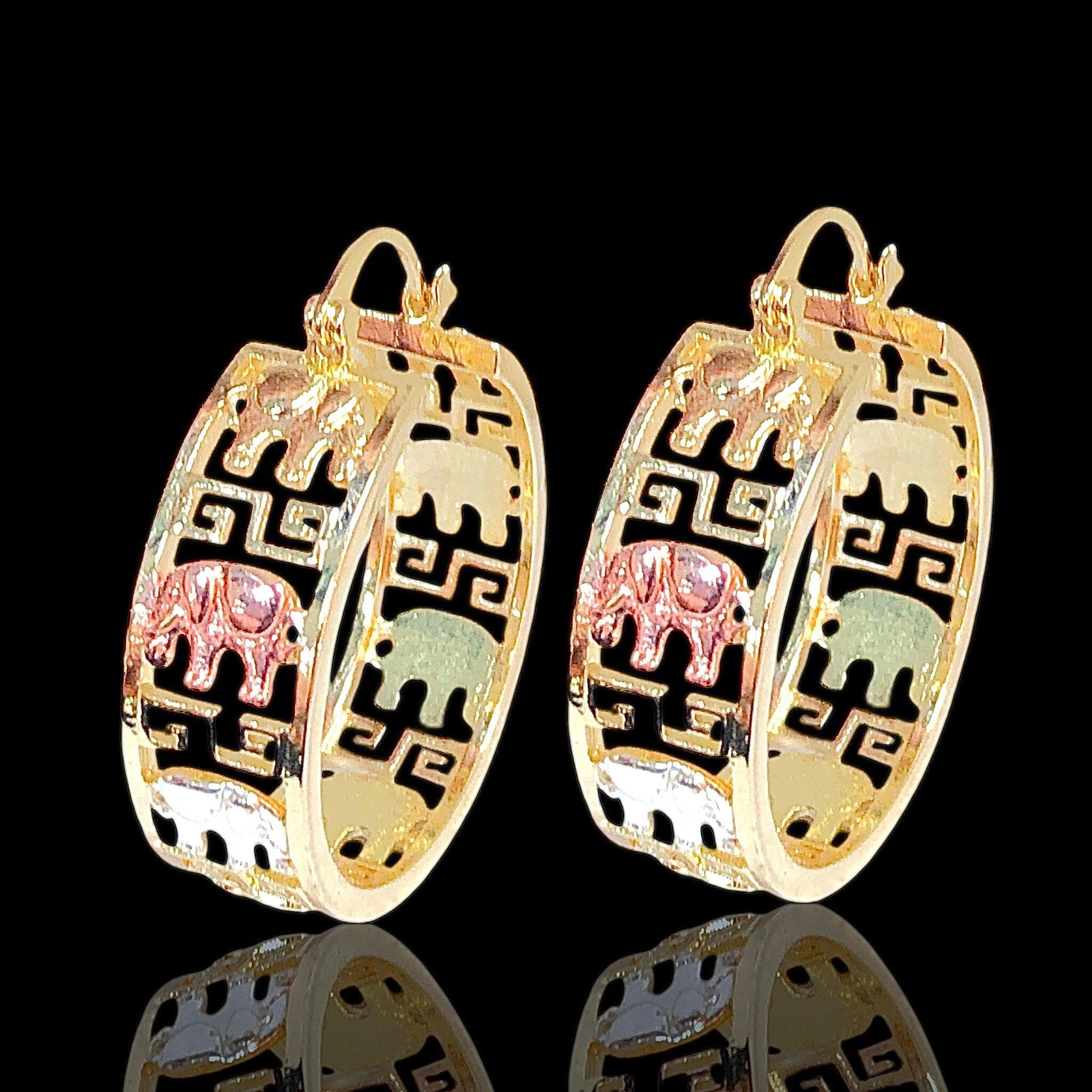 18K Gold Filled Lucky Elephant Hoop Earrings - Kuania Oro Laminado