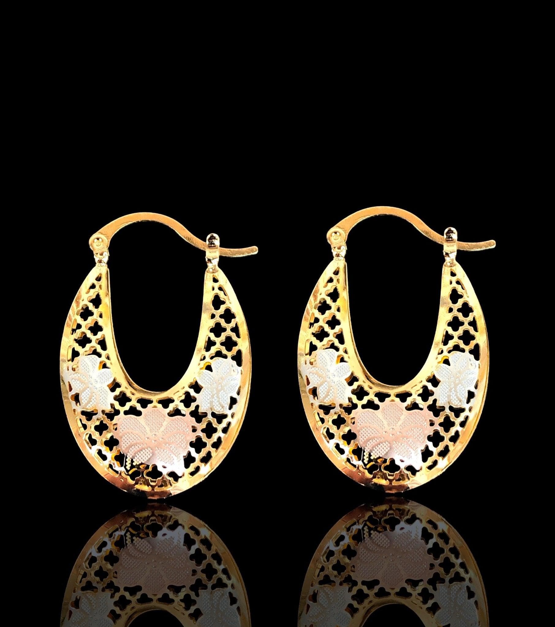 OLE 0393 -18K Gold Filled Oro Laminado EARRING, NEW - KUANIA