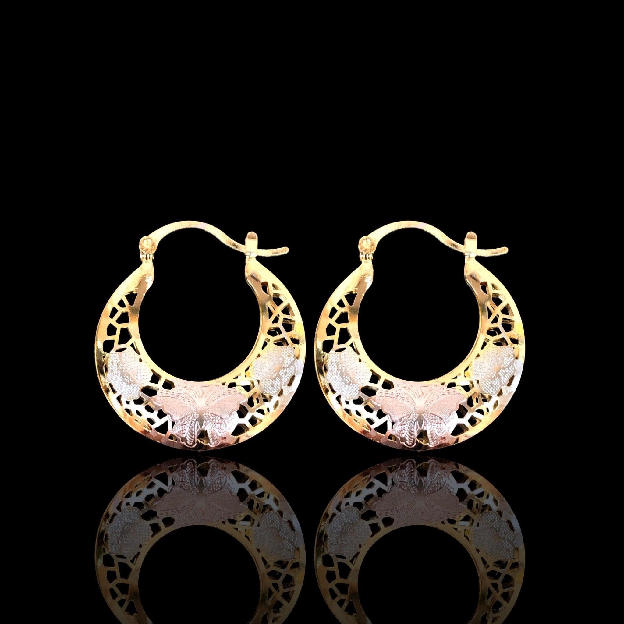 OLE 0397 -18K Gold Filled Oro Laminado EARRING, NEW - KUANIA