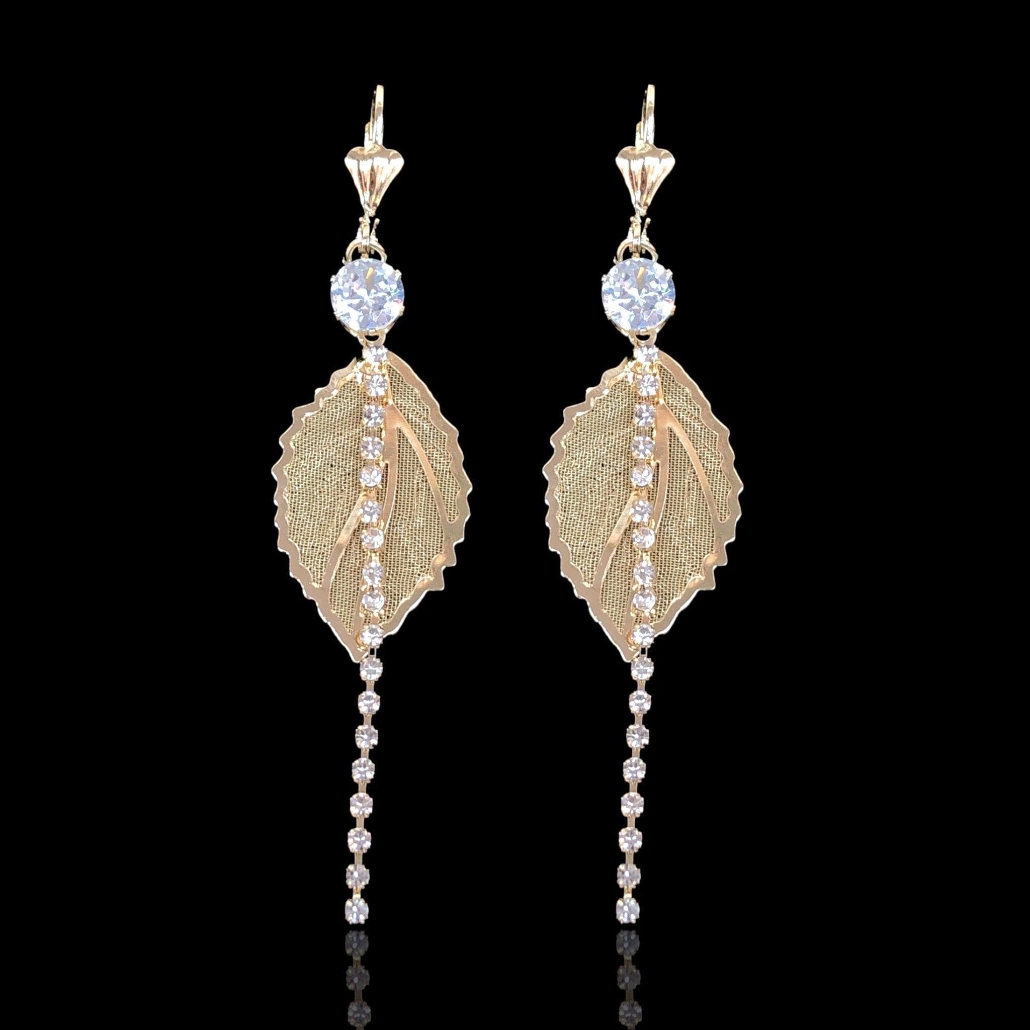 OLE 0423 -18K Gold Filled Oro Laminado DANGLE EARRINGS, EARRINGS, NEW - KUANIA