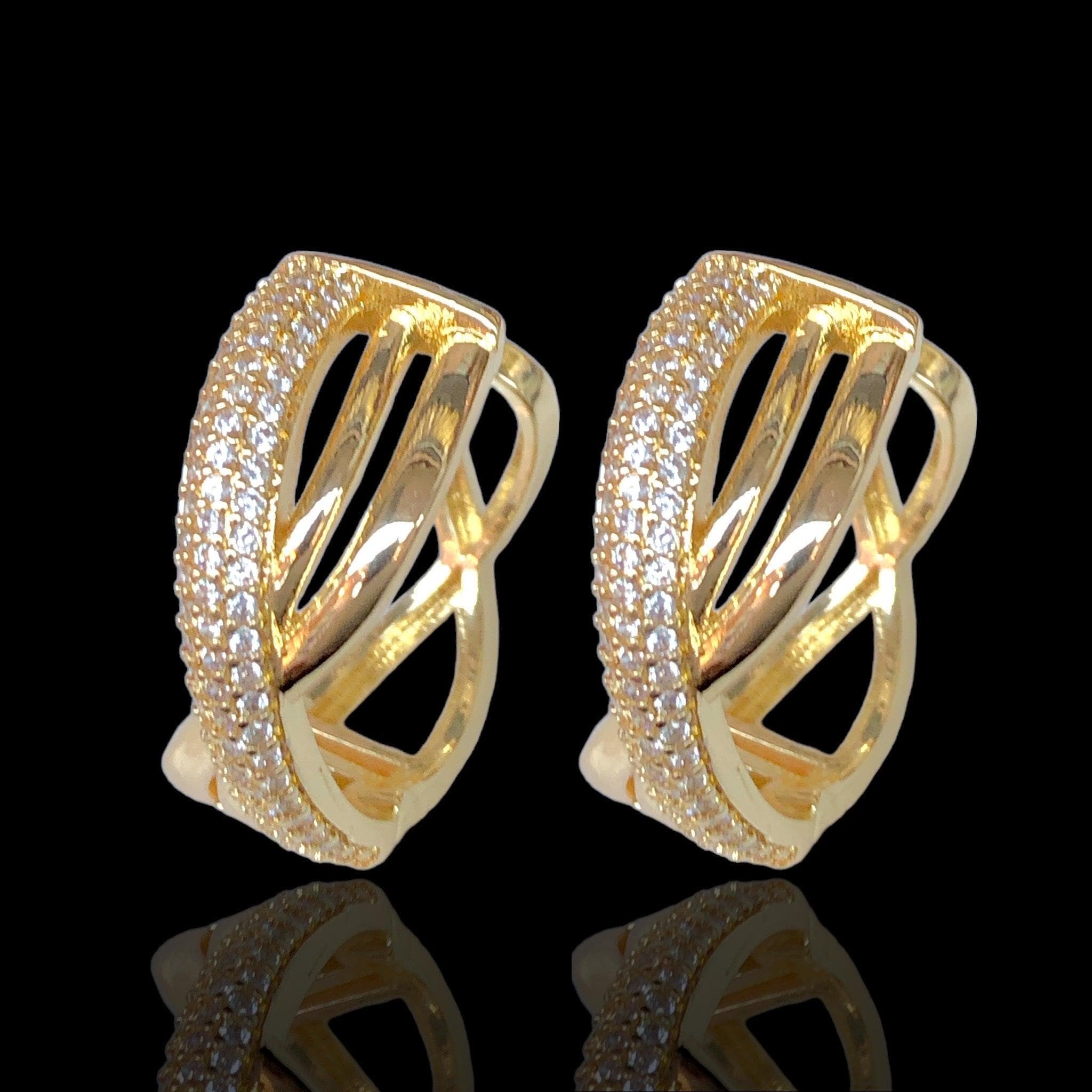 OLE 0444 -18K Gold Filled Oro Laminado EARRINGS, NEW - KUANIA