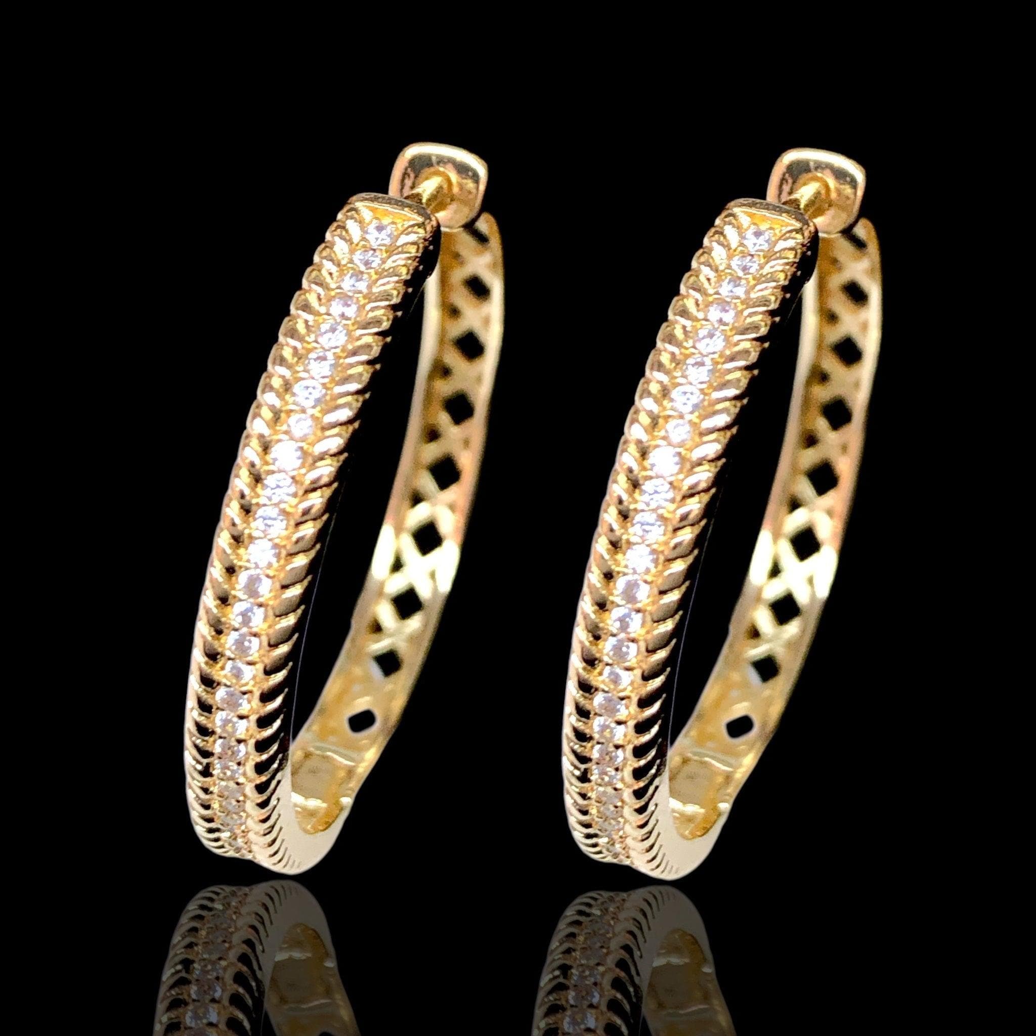 OLE 0446 -18K Gold Filled Oro Laminado EARRINGS, NEW - KUANIA