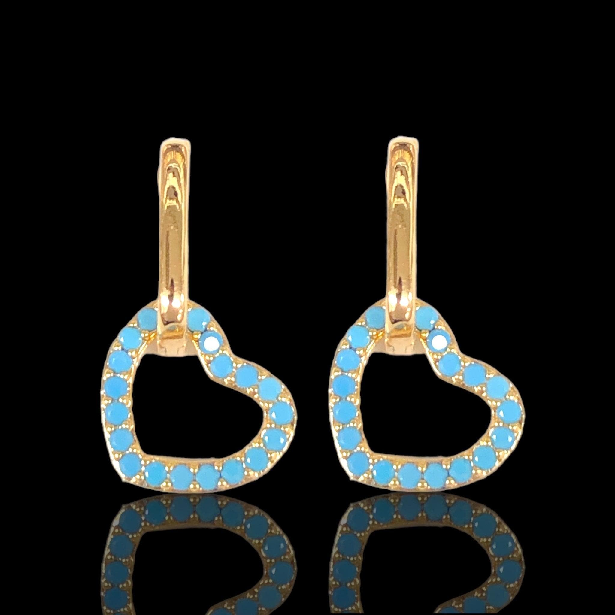 18K Gold-Filled Paperclip Vital Heart CZ Dangle Earrings