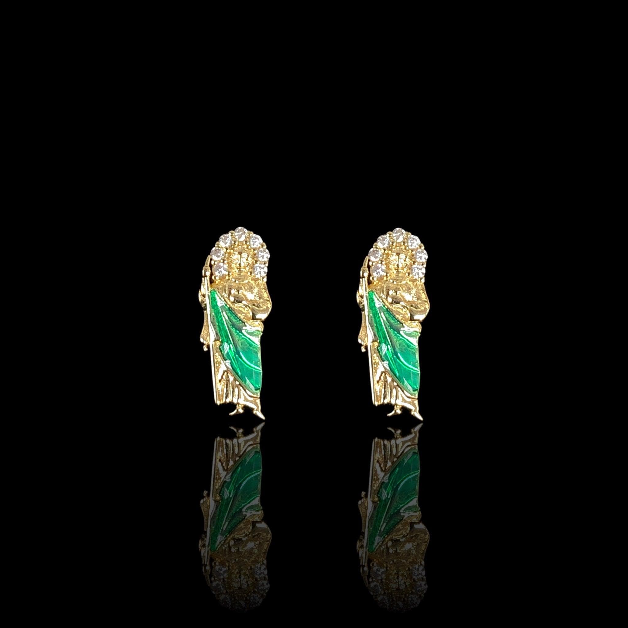 18K Gold-Filled San Judas Stud Earrings- KUANIA ORO LAMINADO