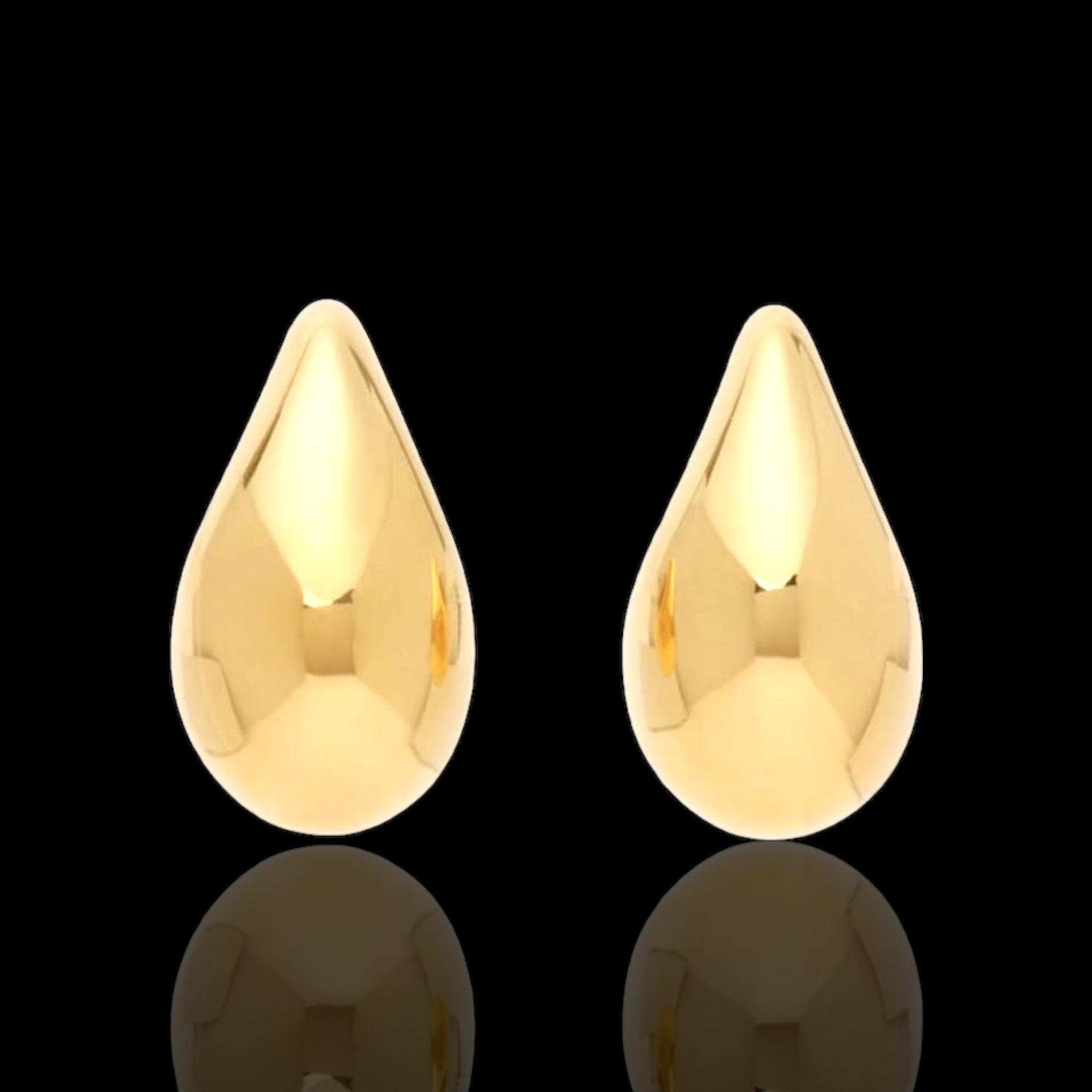 18K Gold-Filled Puffy Golden Cloud Teardrop Earrings- KUANIA ORO LAMINADO