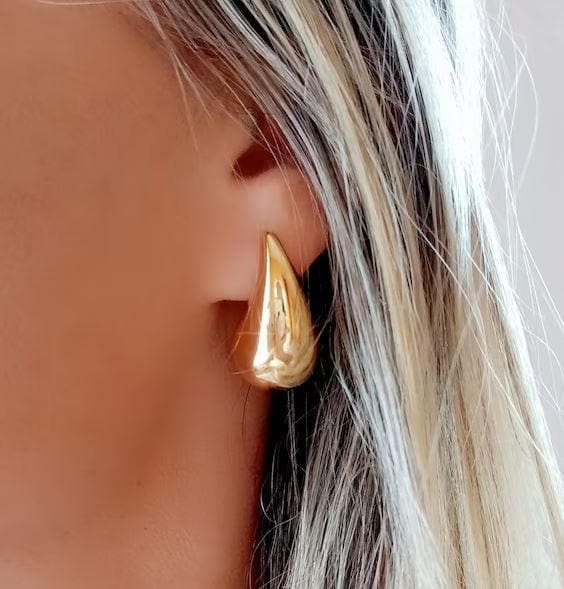 18K Gold-Filled Puffy Golden Cloud Teardrop Earrings- KUANIA ORO LAMINADO