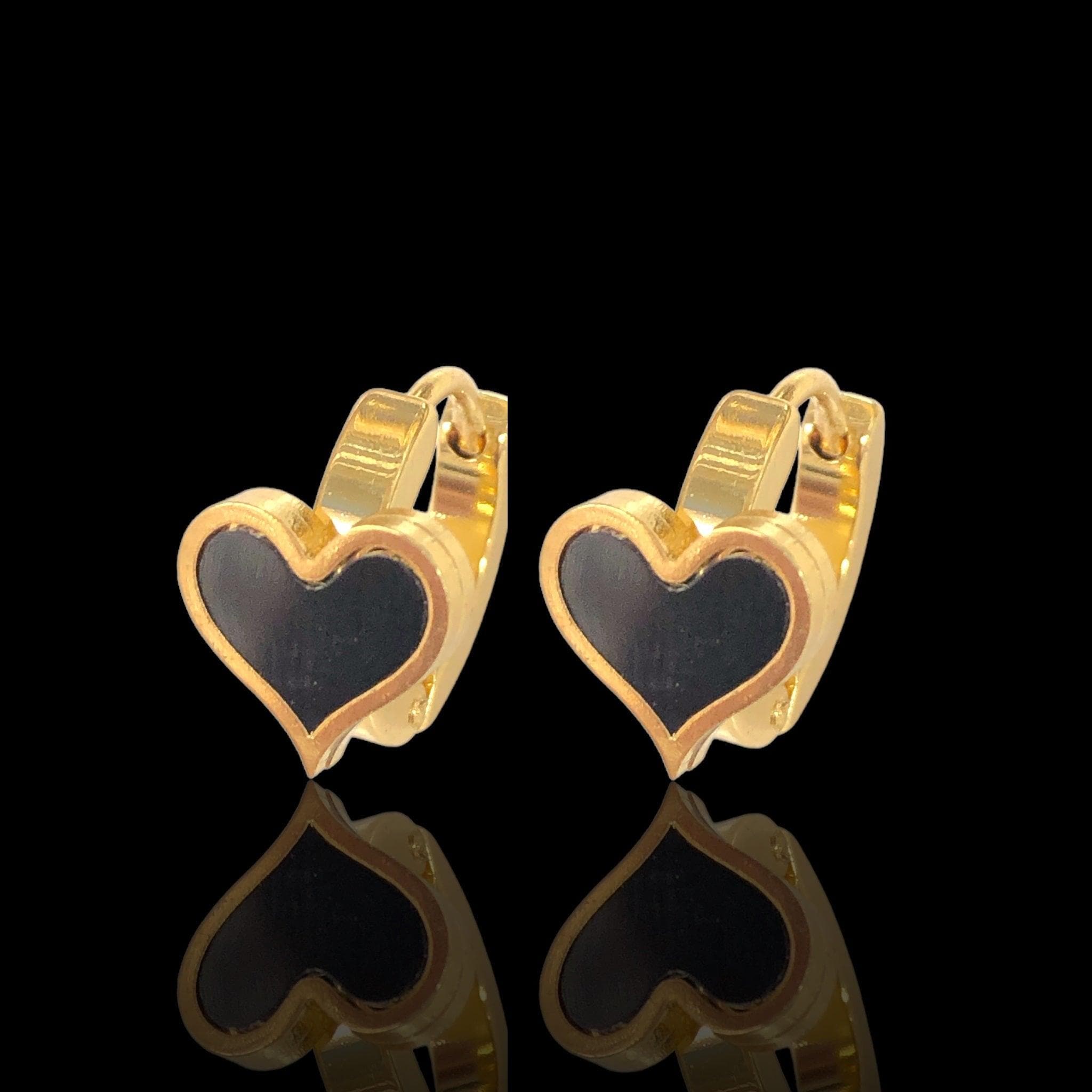 Stainless Steel Oro Laminado Seashell Pure Heart Huggie Earrings