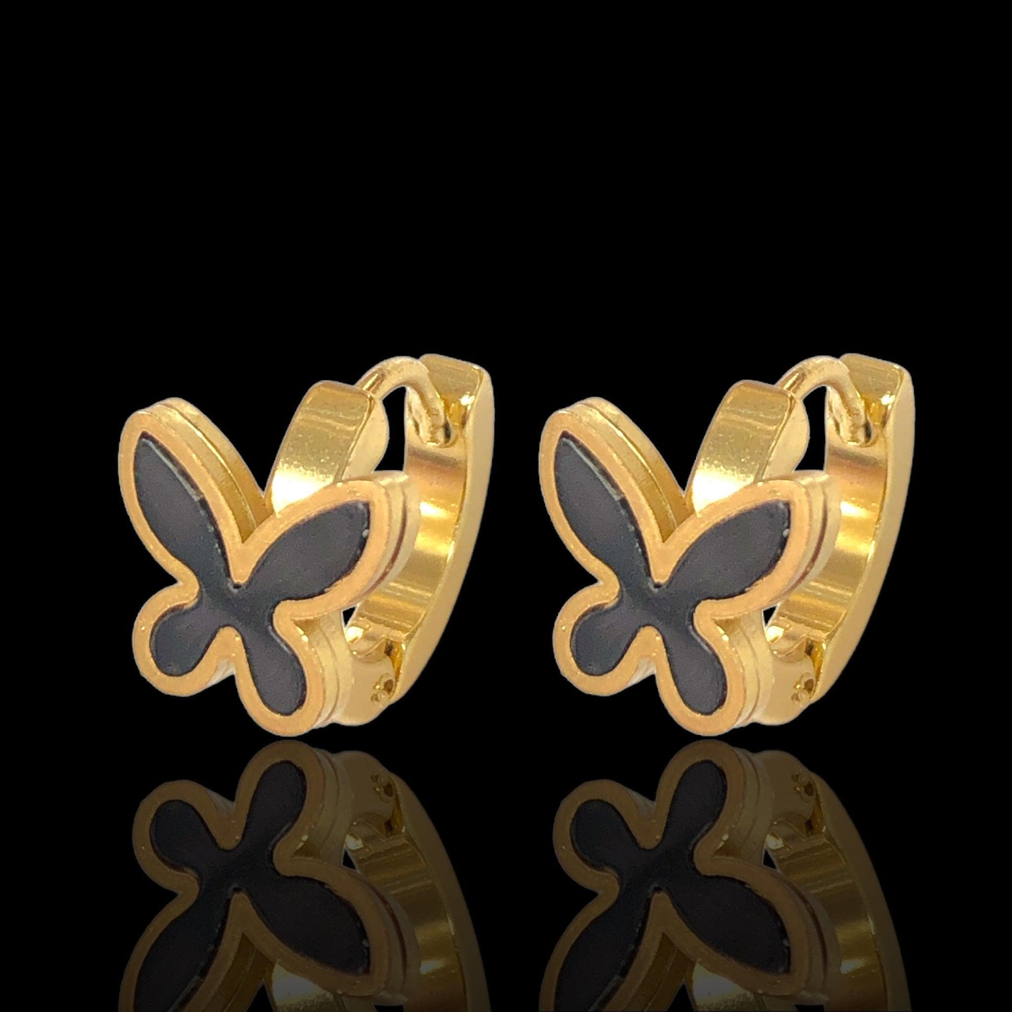 Stainless Steel Seashell Wild Butterfly Huggie EarringsEarrings