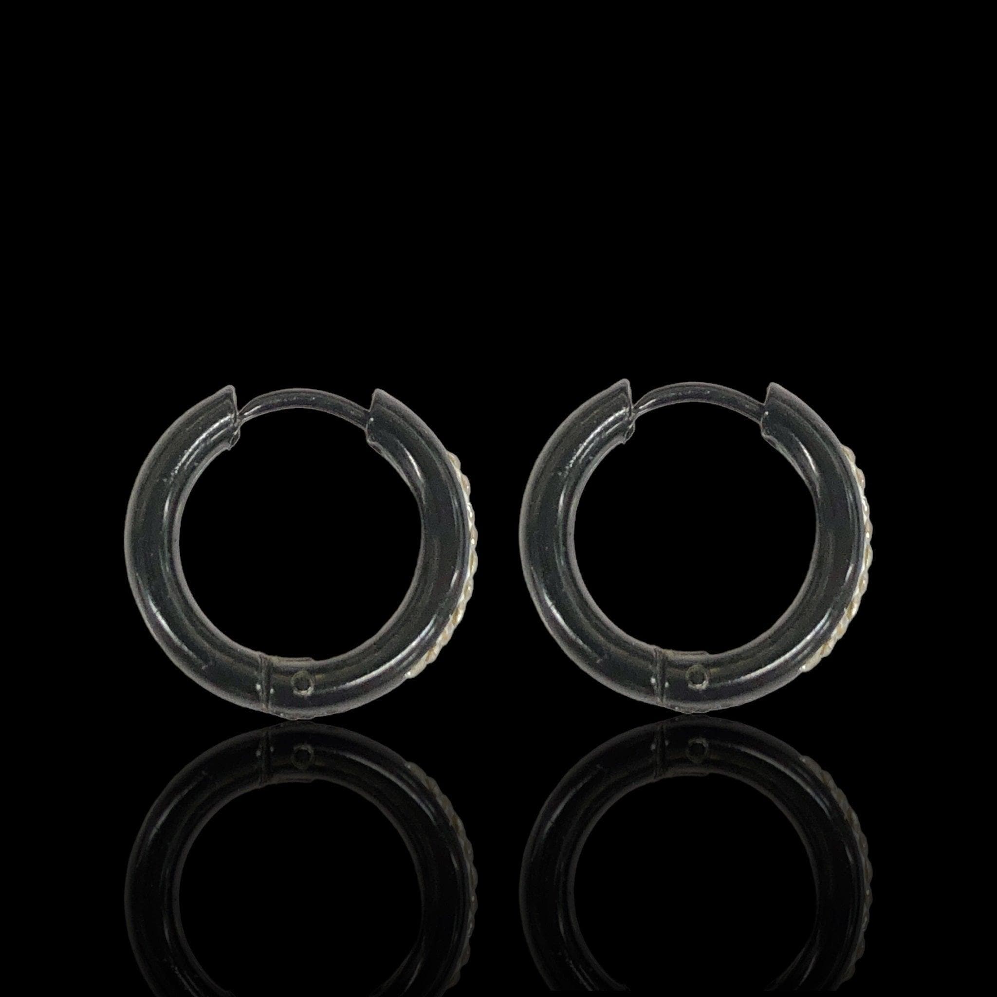 Stainless Steel Black Minimalist CZ Huggie Earrings