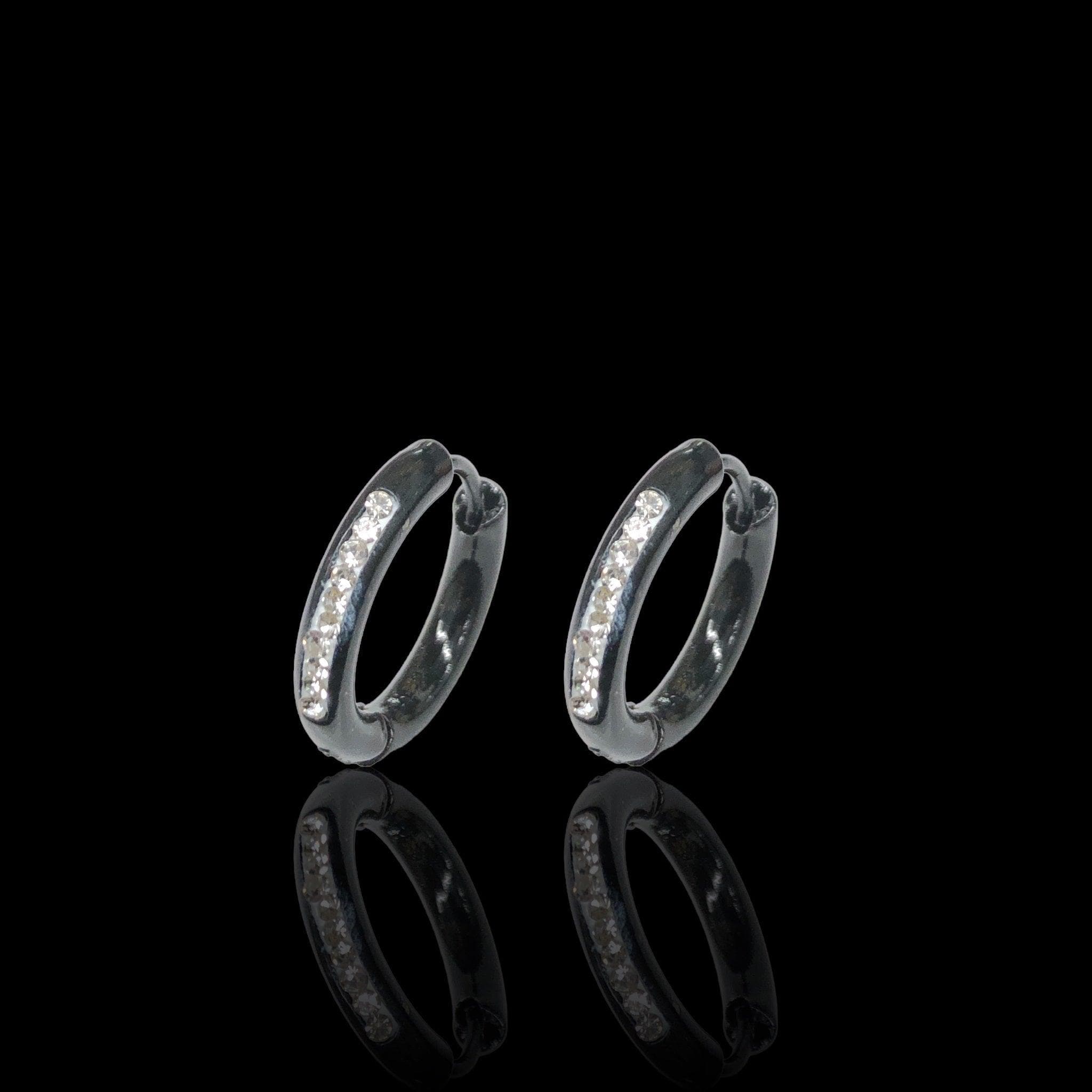 Stainless Steel Black Minimalist CZ Huggie Earrings