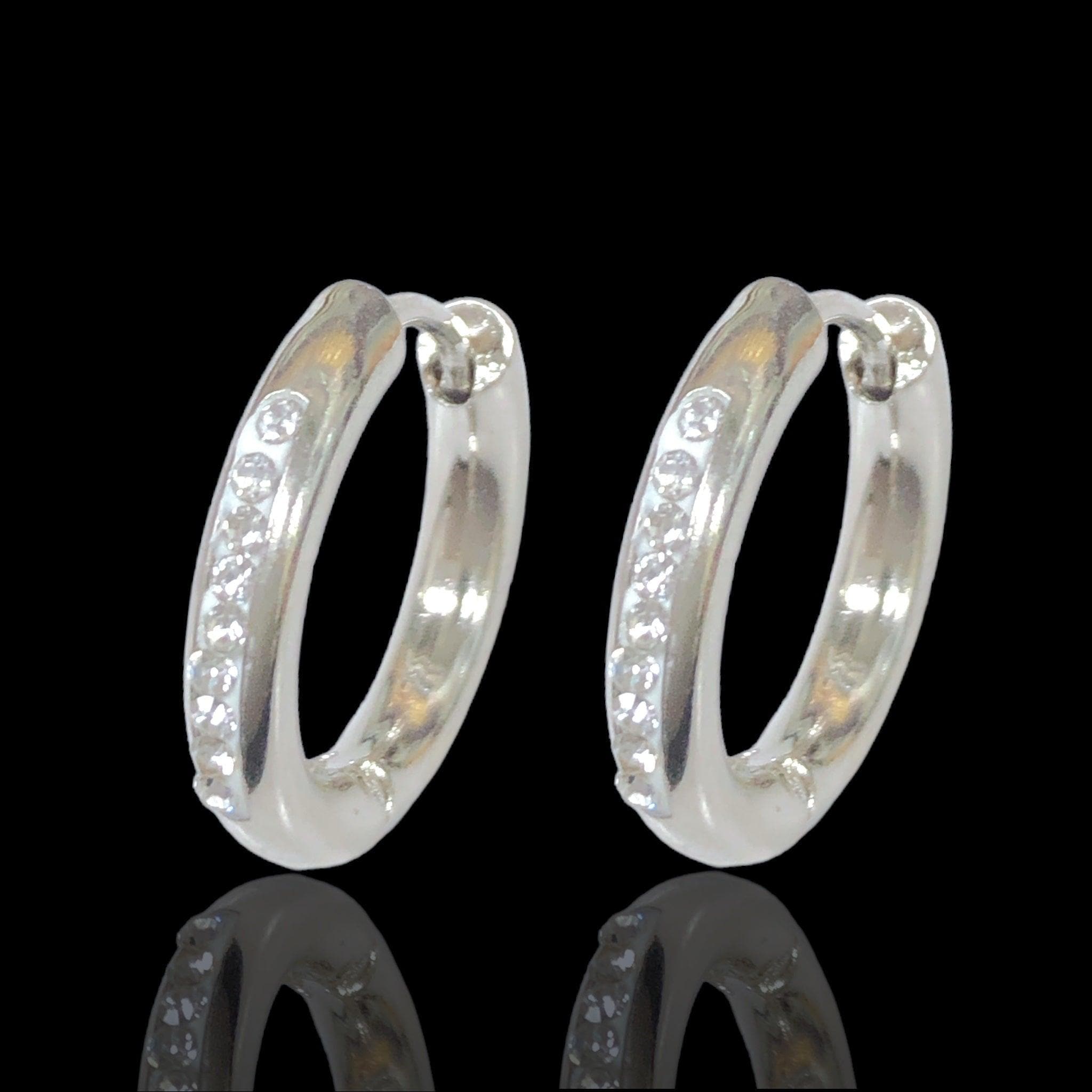 Stainless Steel Minimalist CZ Huggie Earrings