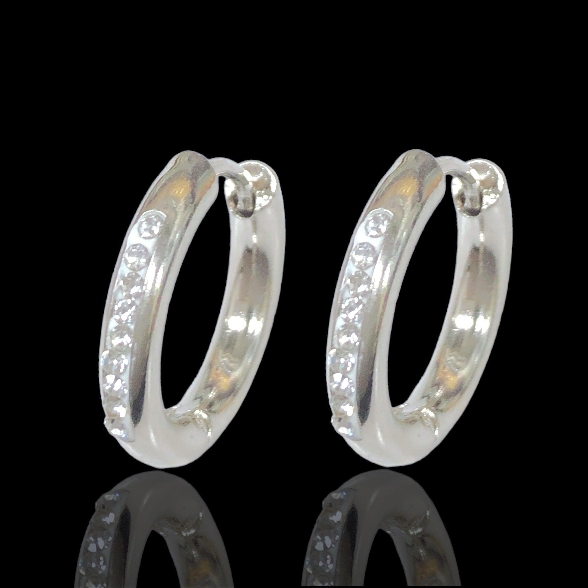 OLE 0621 316L Stainless Steel Minimalist CZ Huggie Earrings