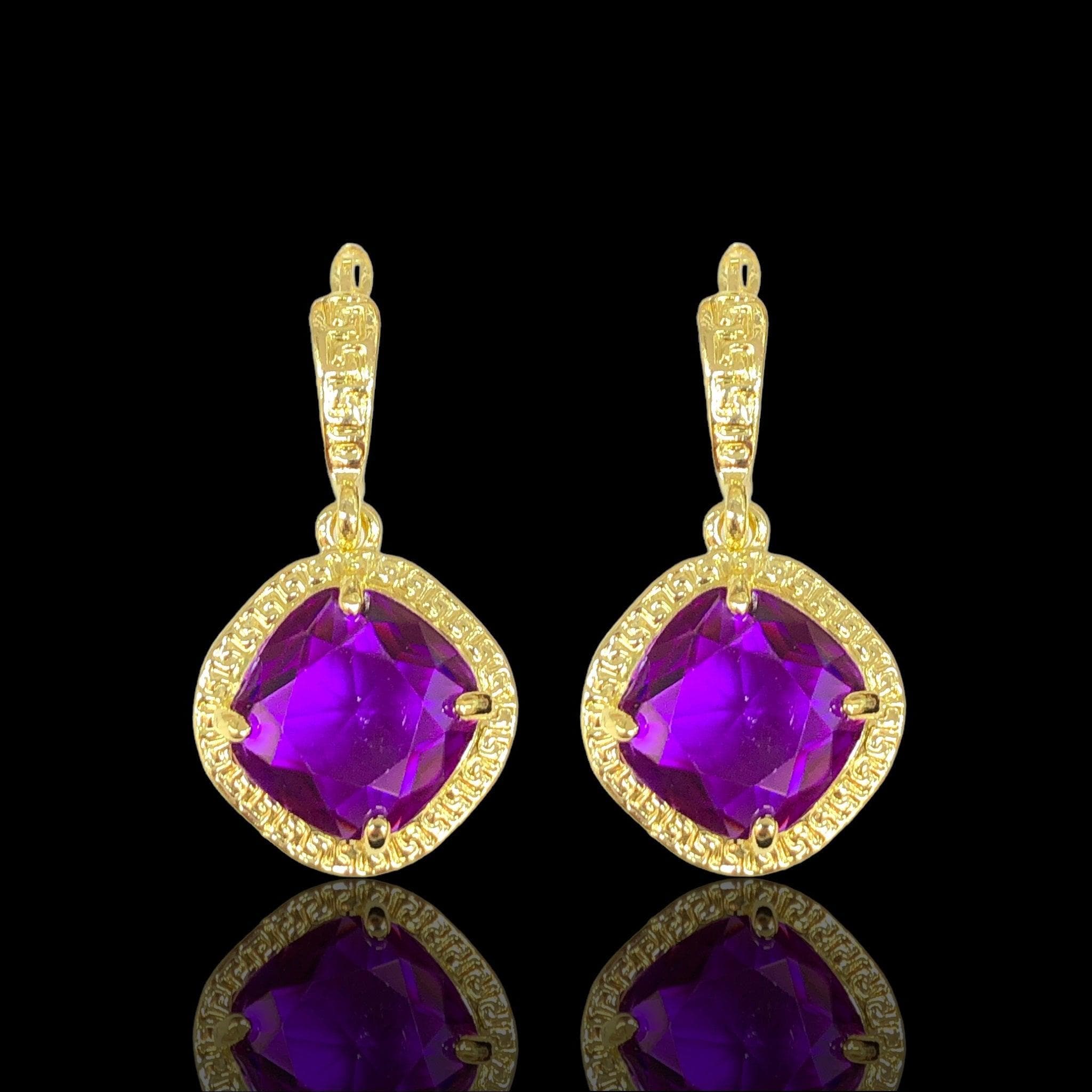 OLE 0623 18K Gold Filled Imitation Gem Earrings Kuania Oro Laminado