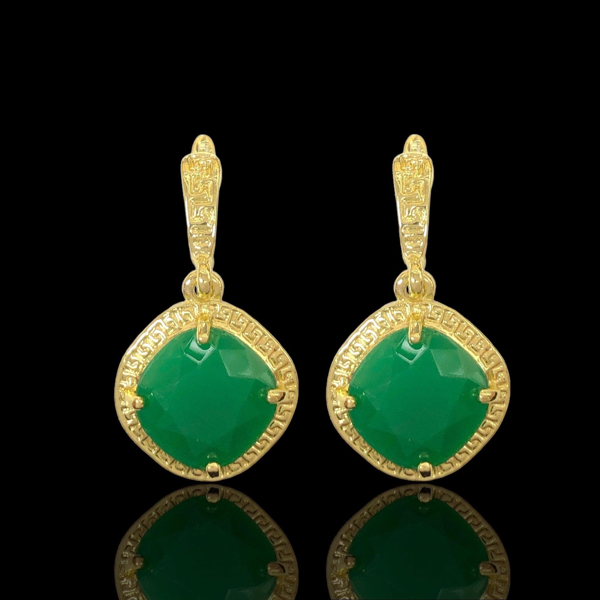 OLE 0623 18K Gold Filled Imitation Gem Earrings Kuania Oro Laminado