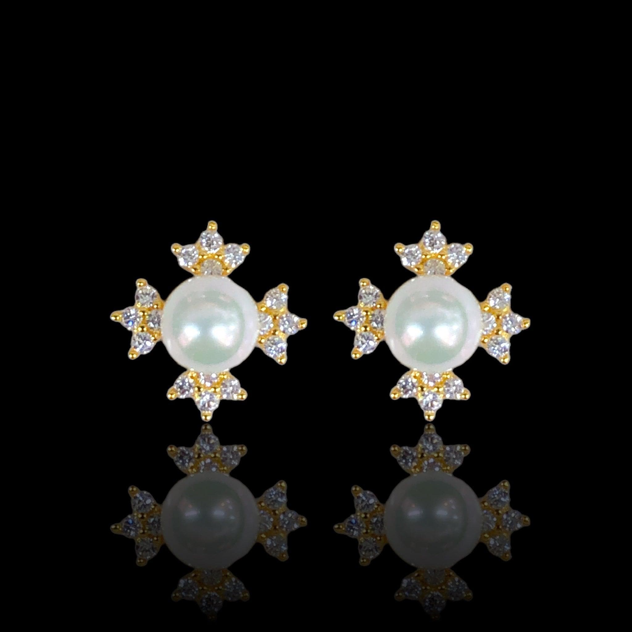 Gold Filled French Imitation Pearl Stud Earrings