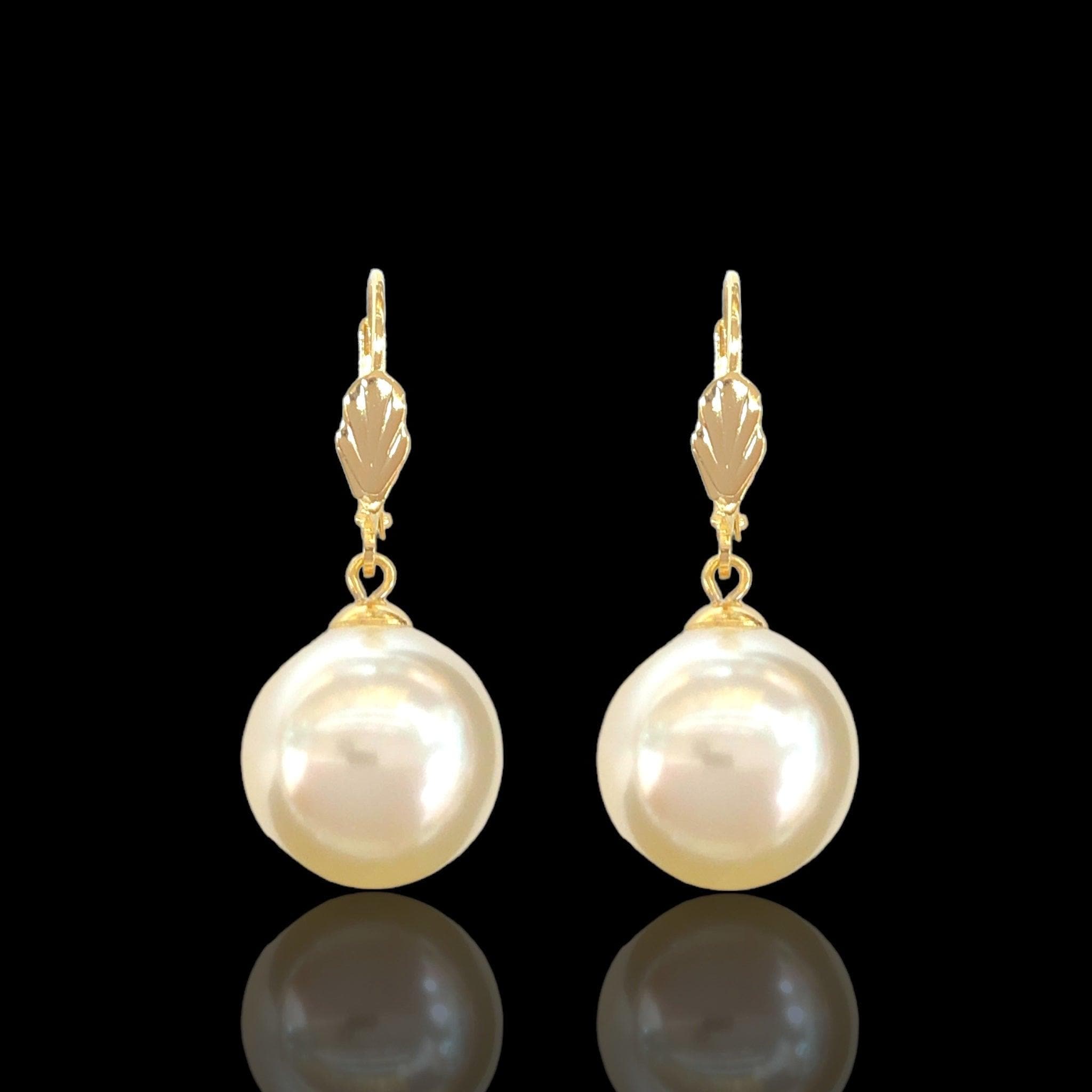 Oro Laminado Gold Filled Victorian Imitation Pearl Earrings