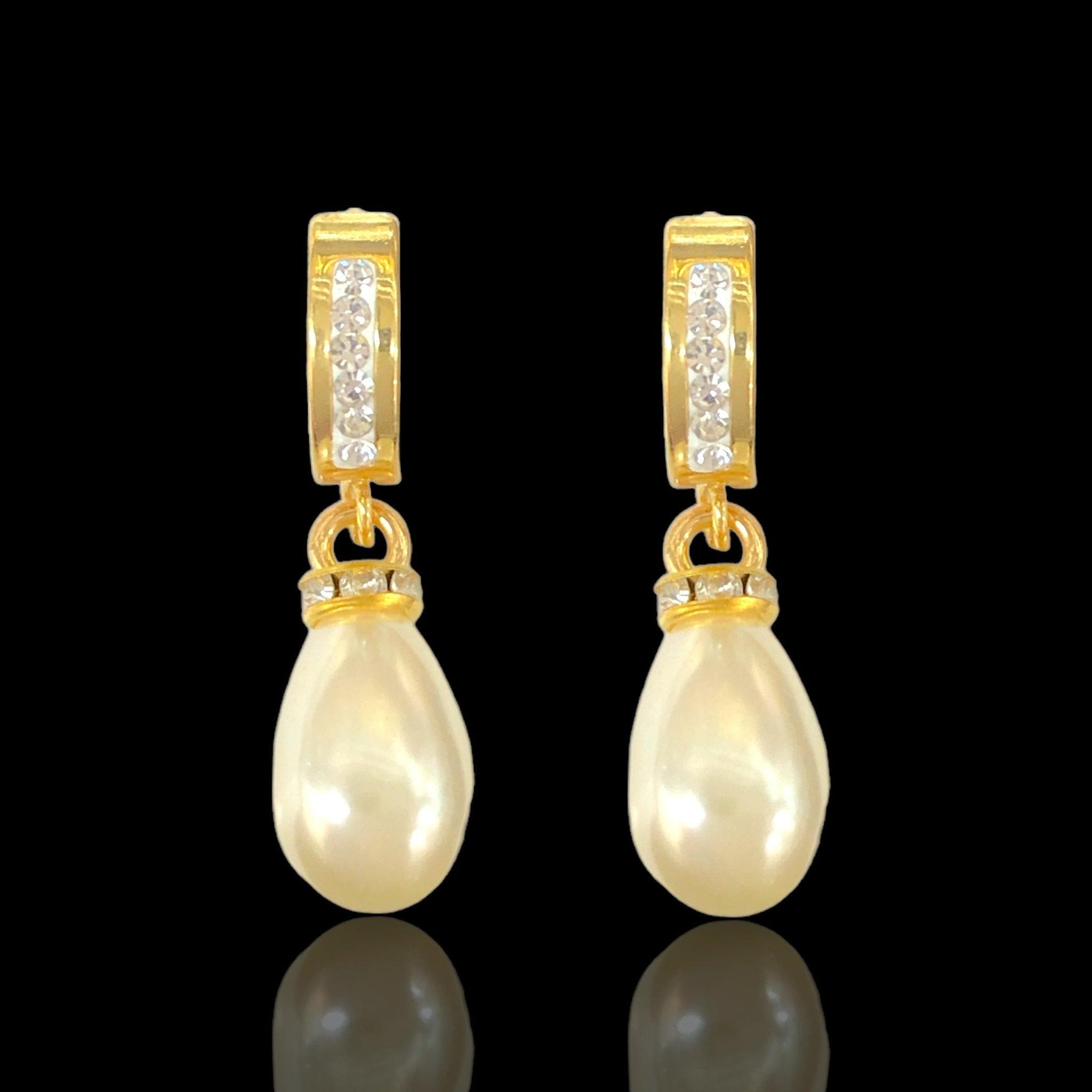 OLE 0629 316L Stainless Steel Rain-drop Imitation Pearl Earrings Kuania Oro Laminado