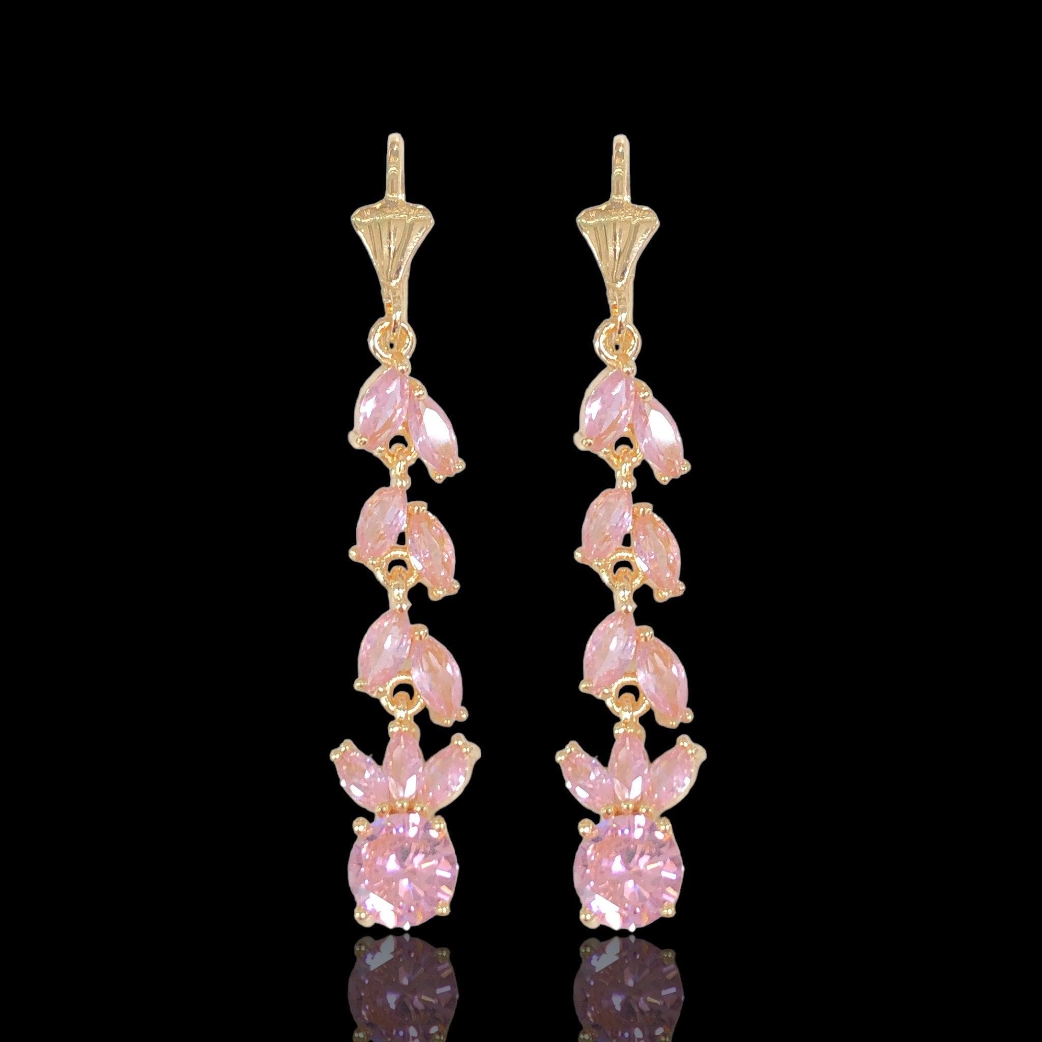 Oro Laminado Gold Filled Solar Flare CZ Dangle Earrings