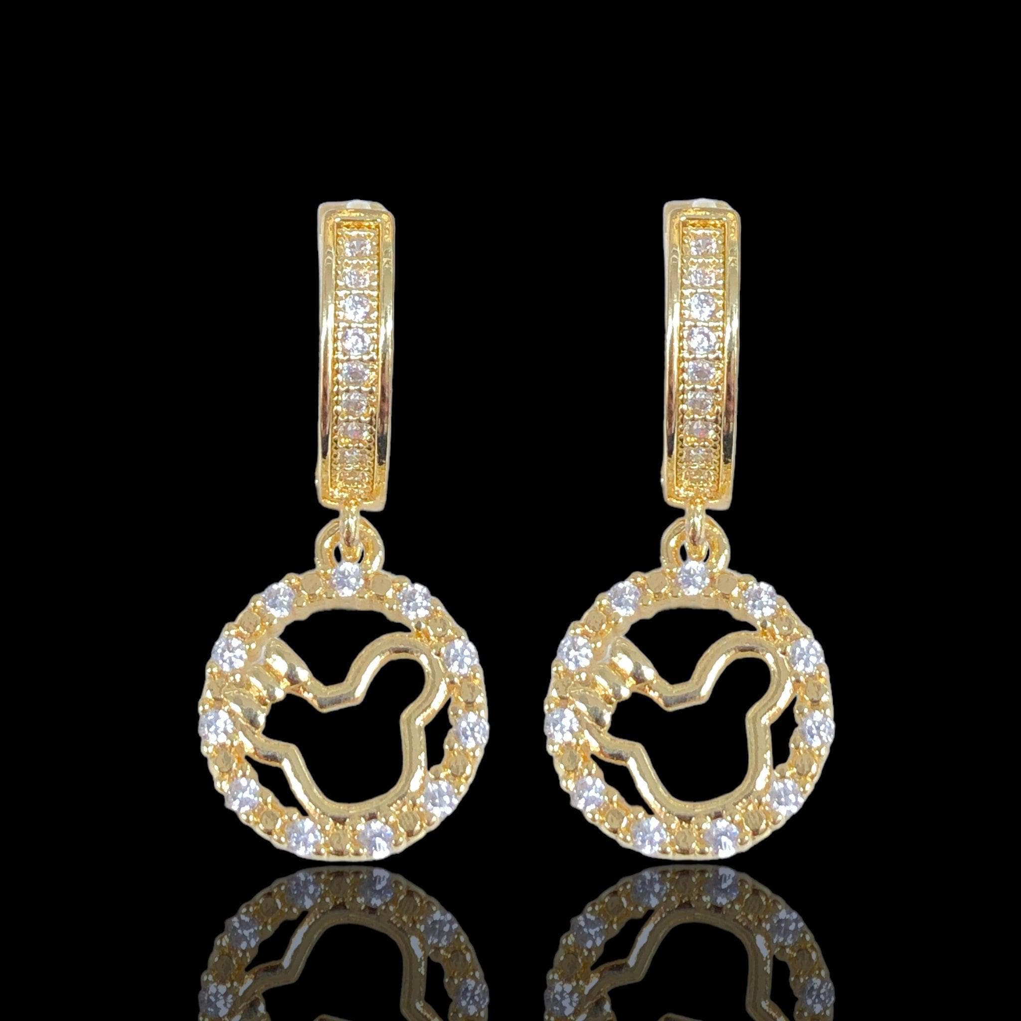 Oro Laminado Gold Filled Teddy Bear Dangle CZ Earrings