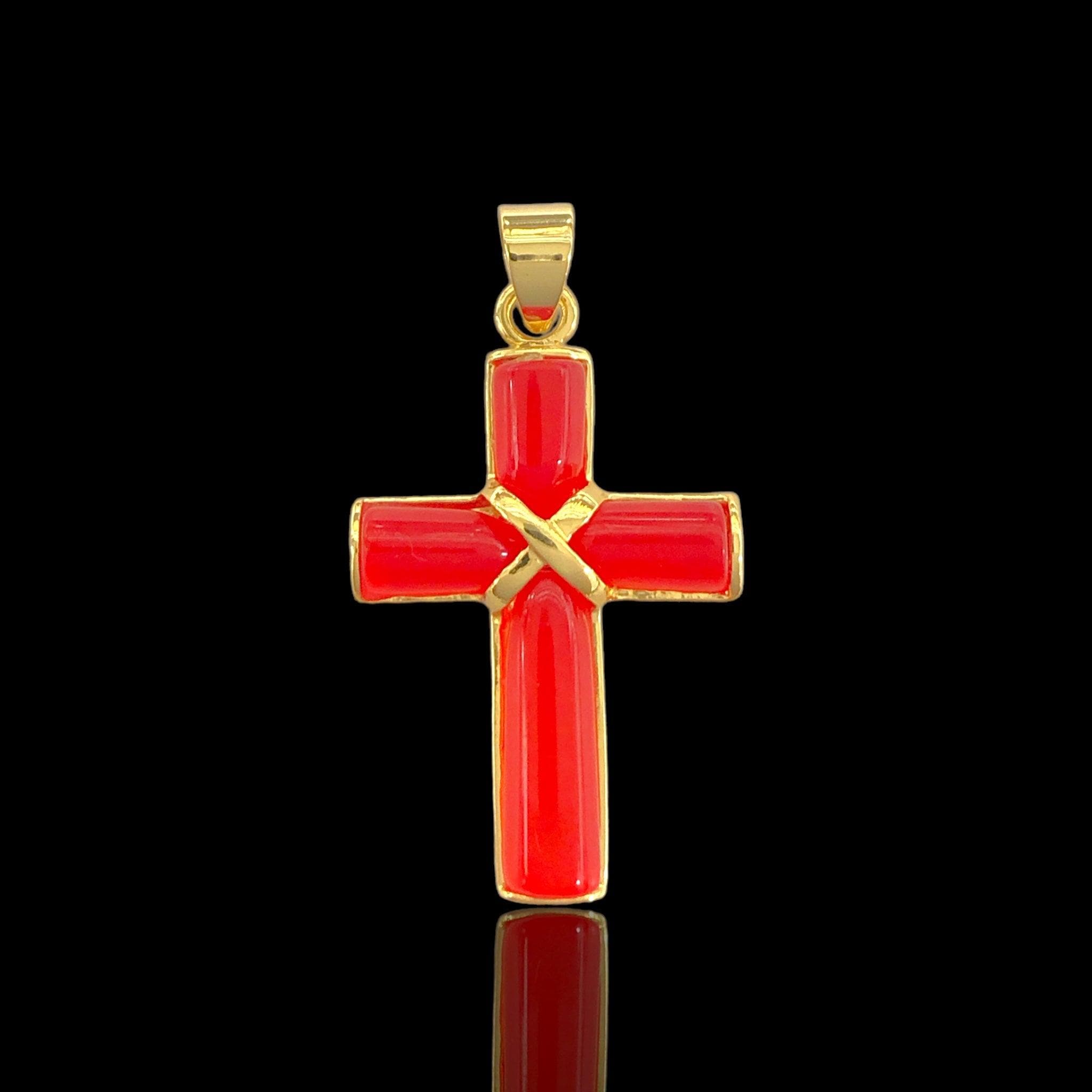OLP 0443 18K Gold Filled Jade Cross Pendant - Kuania Oro Laminado