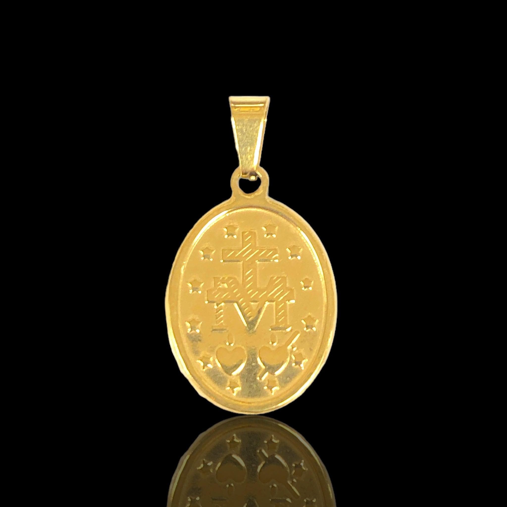 OLP 0471 316L Stainless Steel Guadalupe Protection Pendant Kuania Oro Laminado