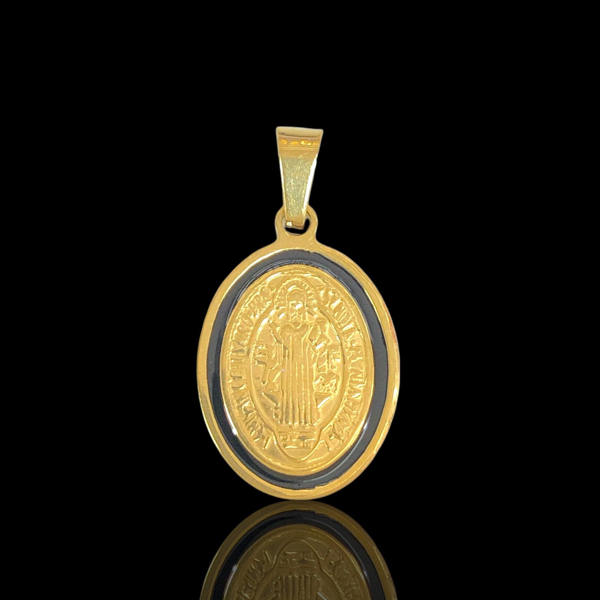 OLP 0473 316L Stainless Steel San Benito Protection Pendant Kuania Oro Laminado