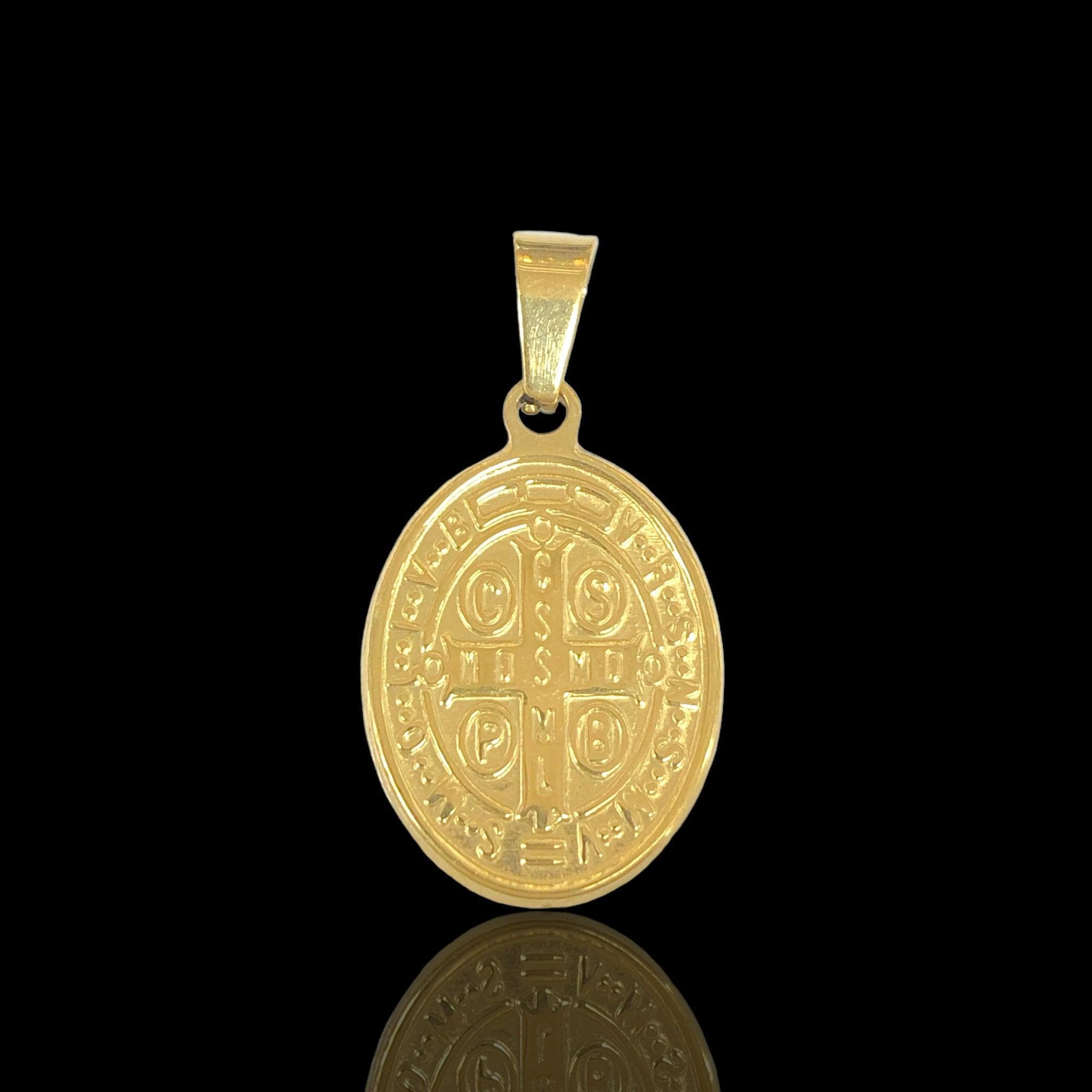 OLP 0473 316L Stainless Steel San Benito Protection Pendant Kuania Oro Laminado