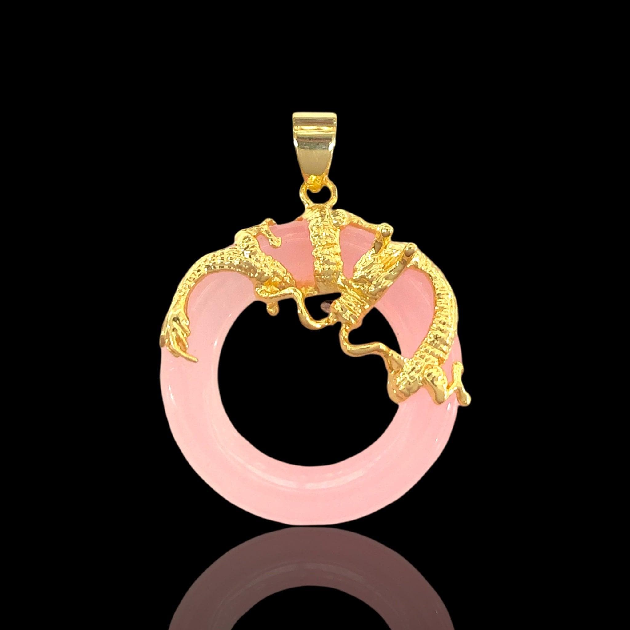 Oro Laminado Gold Filled Lucky Jade Dragon Pendant Charm