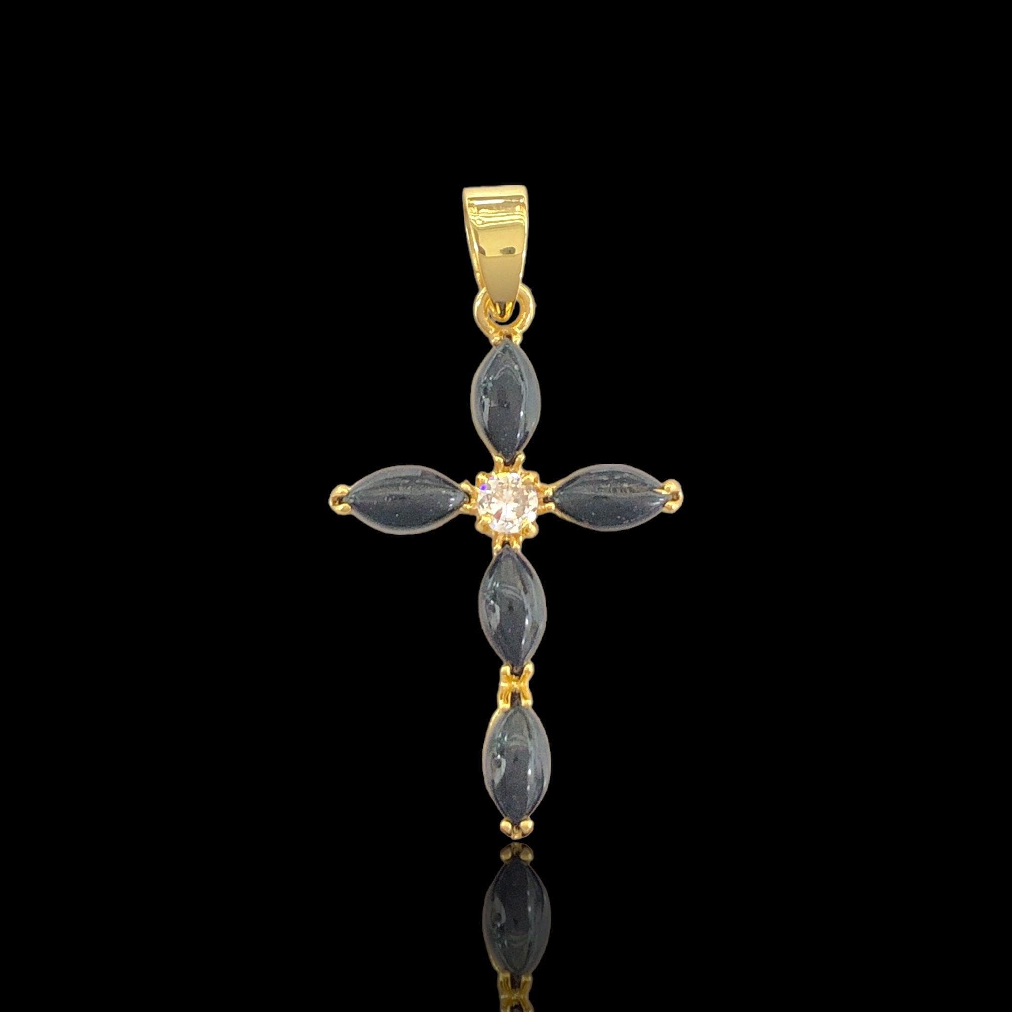 OLP 0486 18K Gold Filled Classic Jade Cross Pendant Charm- Kuania Oro Laminado