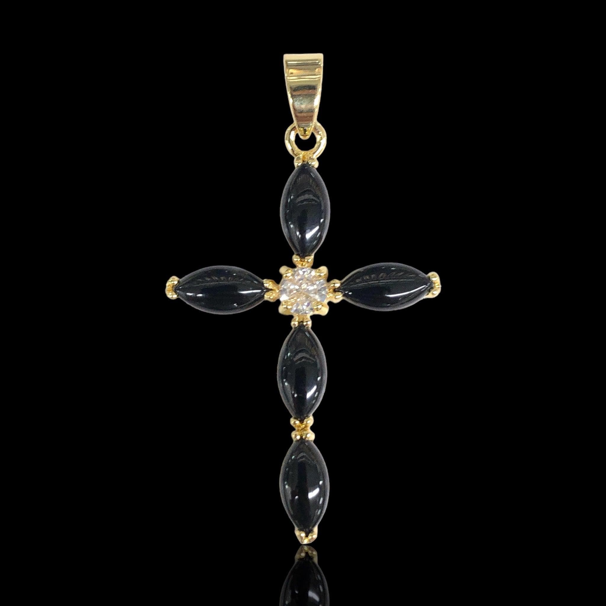 OLP 0487 18K Gold Filled Classic Jade Cross Pendant Charm (Large)- Kuania Oro Laminado