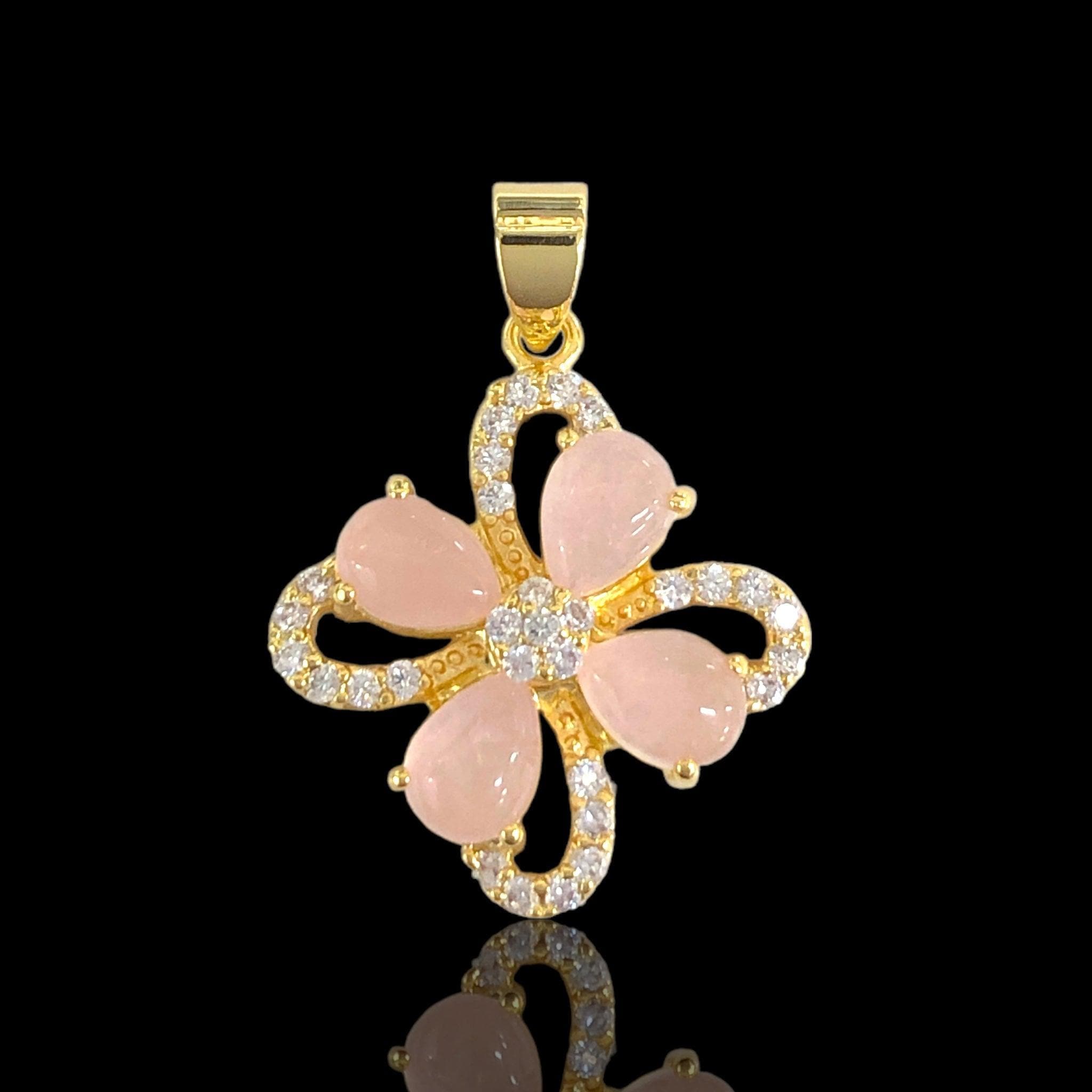 Oro Laminado Gold Filled Lucky Jade Clover Pendant
