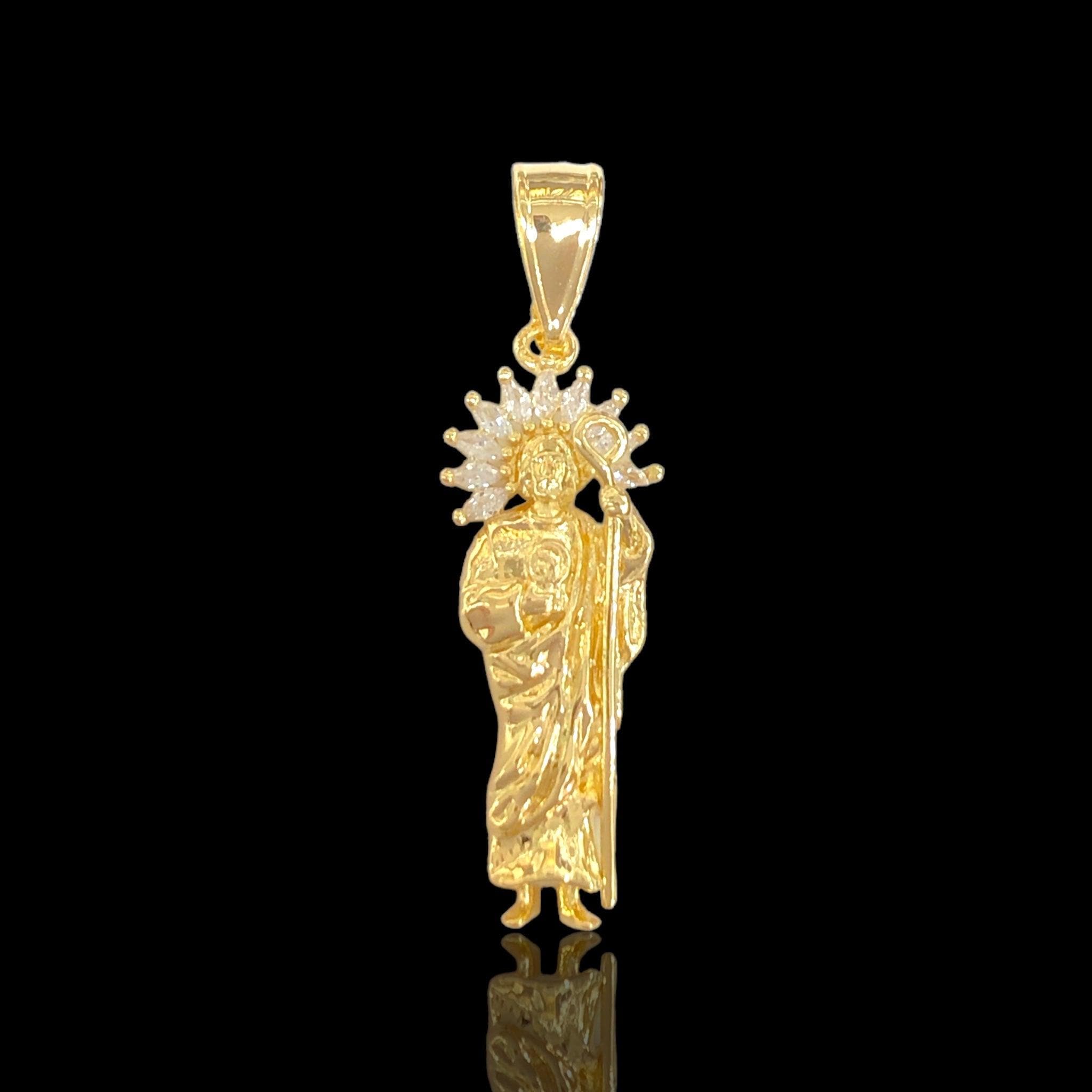 18K Gold Filled Holy Light San Judas Pendant- kuania oro laminado