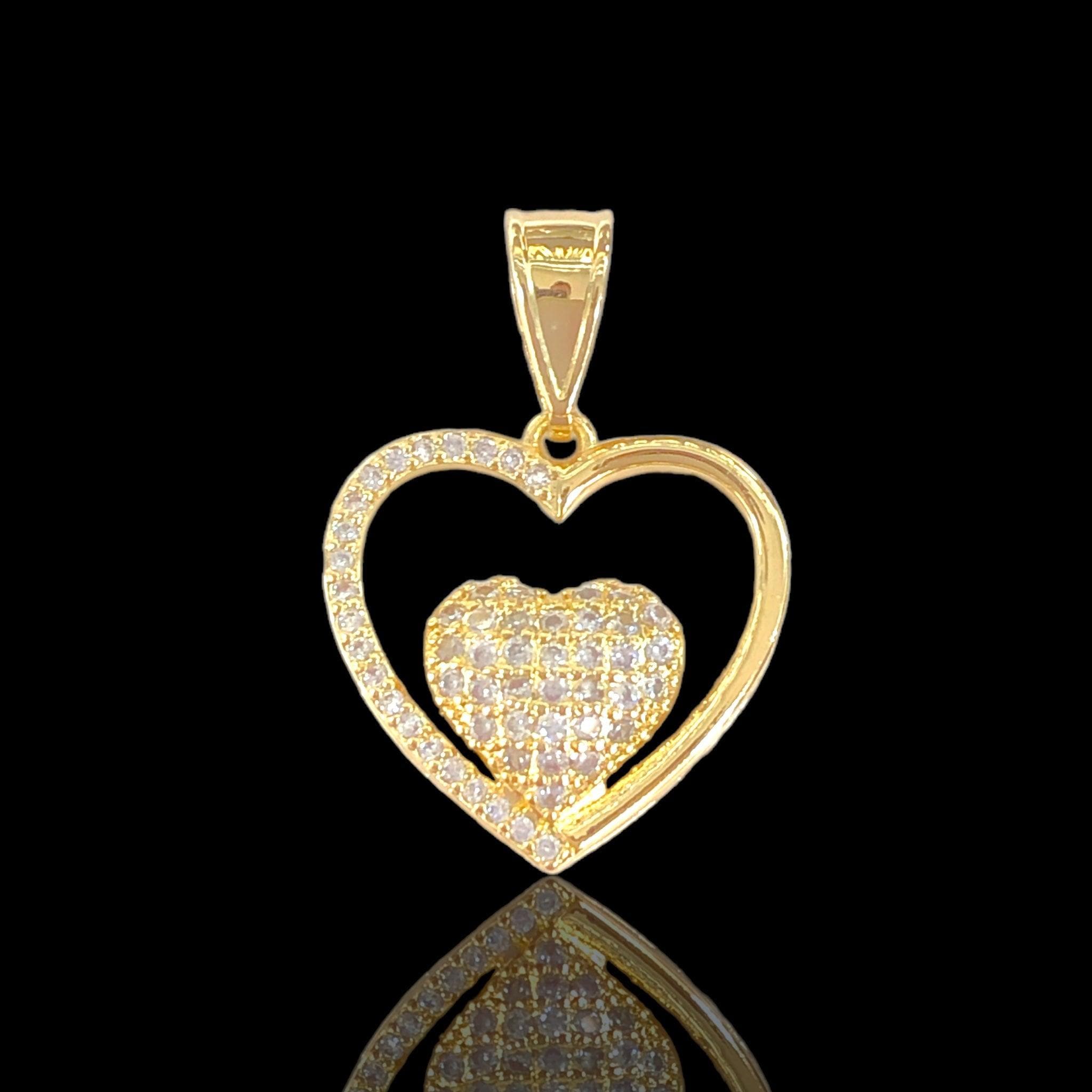 18K Gold Filled Milano CZ Heart Pendant- kuania oro laminado