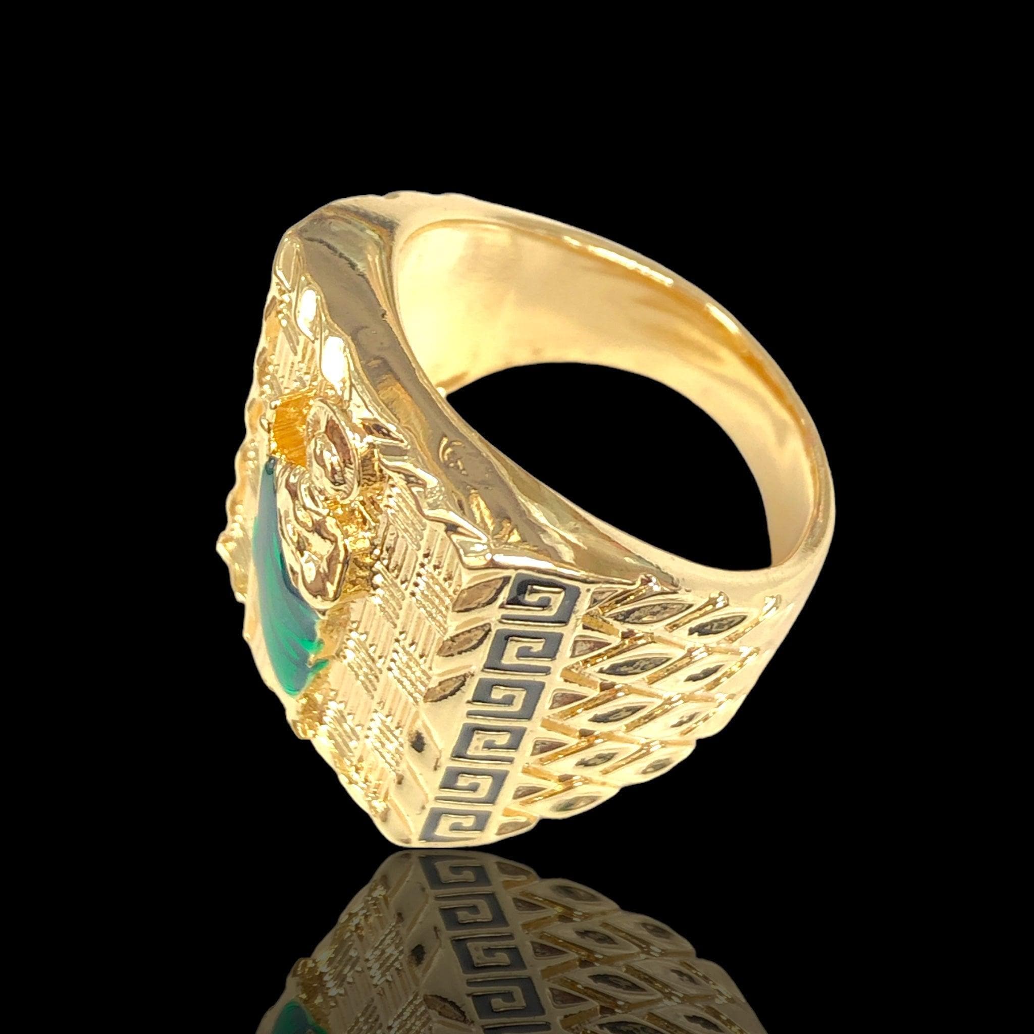 OLRA 0119 18K Gold Filled Diamond Cut Men's San Judas Ring- Kuania Oro Laminado