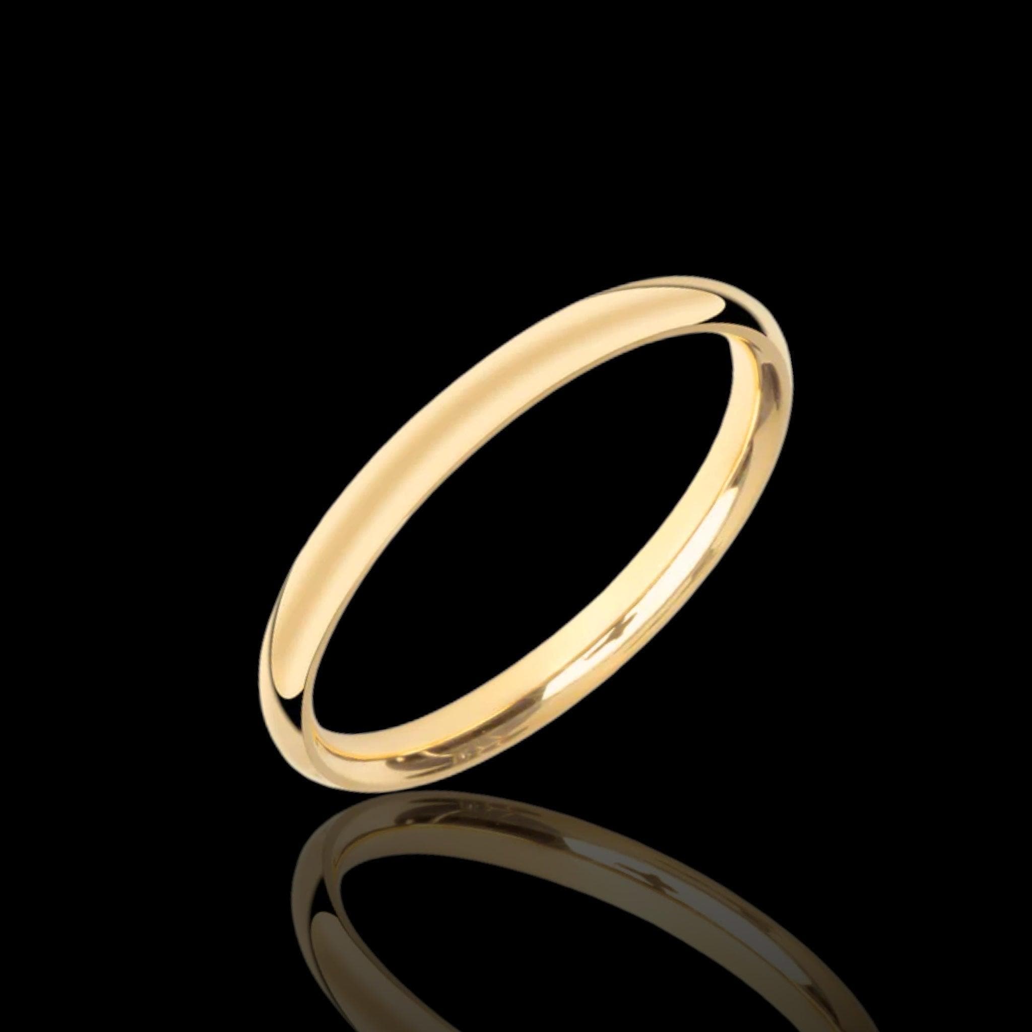 316L Stainless Steel 2mm Classic Gold Band Ring- kuania oro laminado