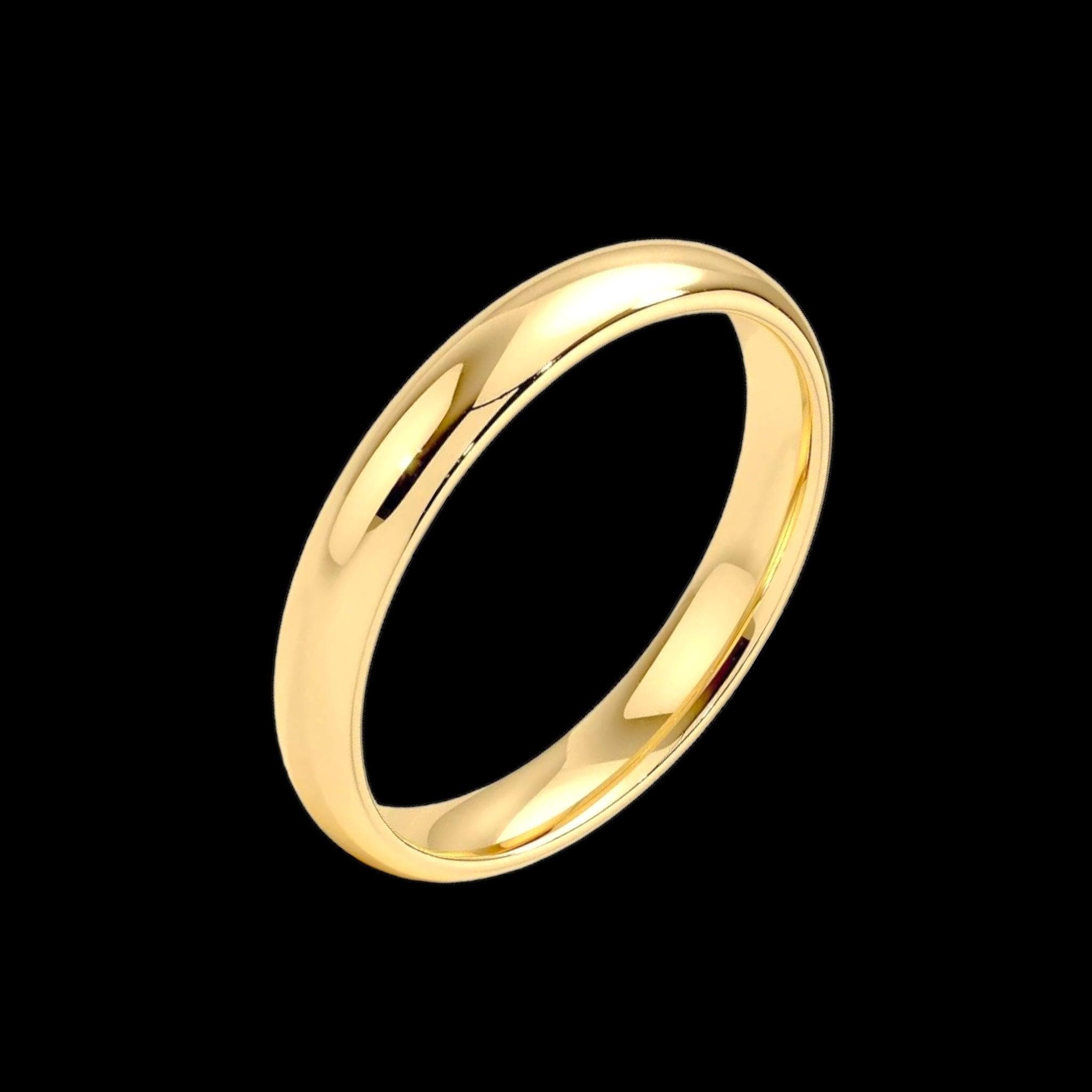 316L Stainless Steel 3mm Classic Gold Band Ring- kuania oro lamiando