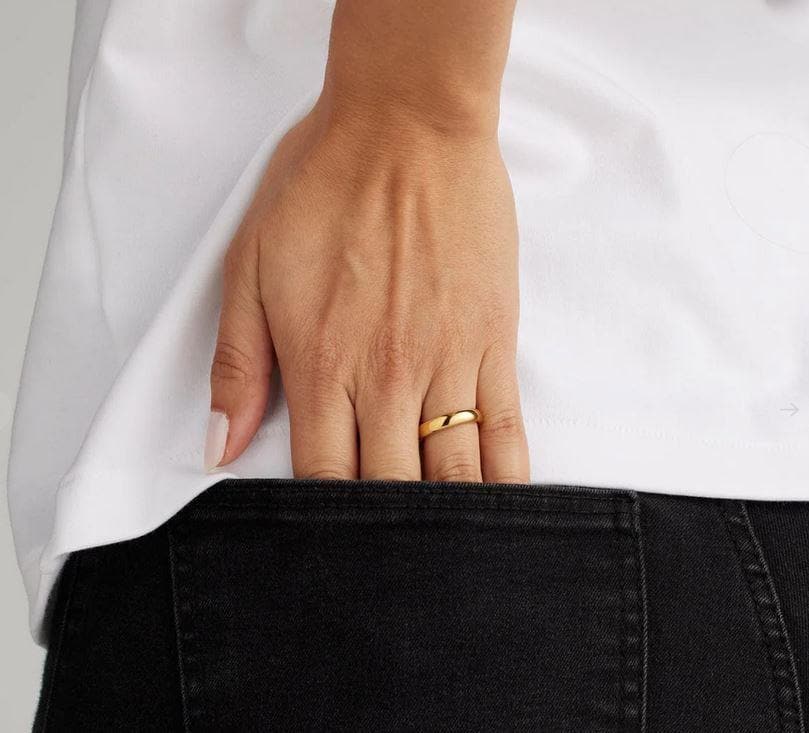 316L Stainless Steel 4mm Classic Gold Band Ring- kuania oro laminado