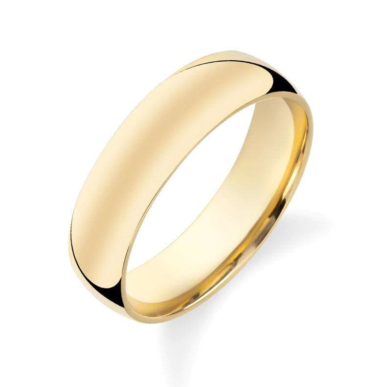 316L Stainless Steel 6mm Classic Gold Band Ring- kuania oro laminado