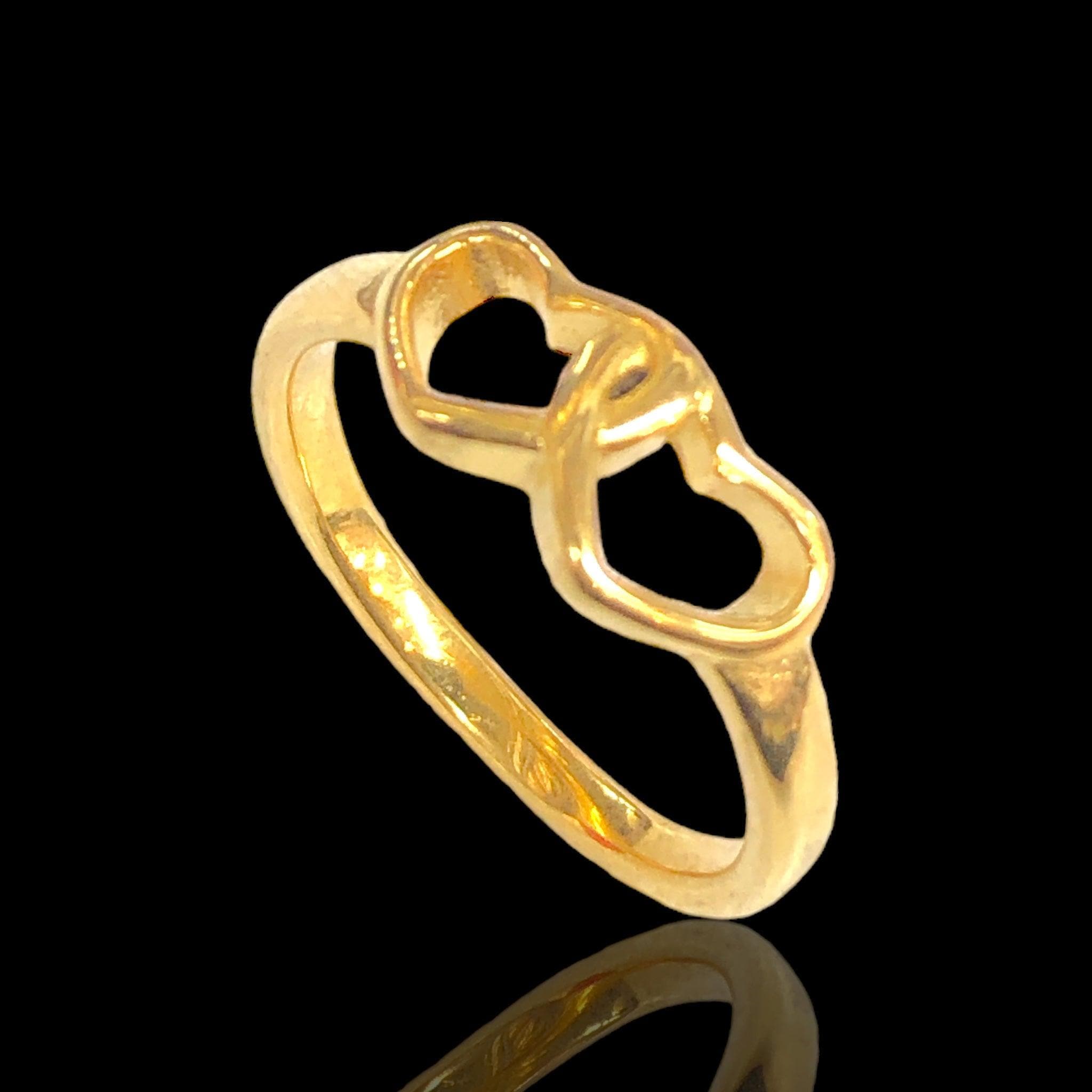 316L Stainless Steel Twin Eternal Heart Ring- kuania oro laminado