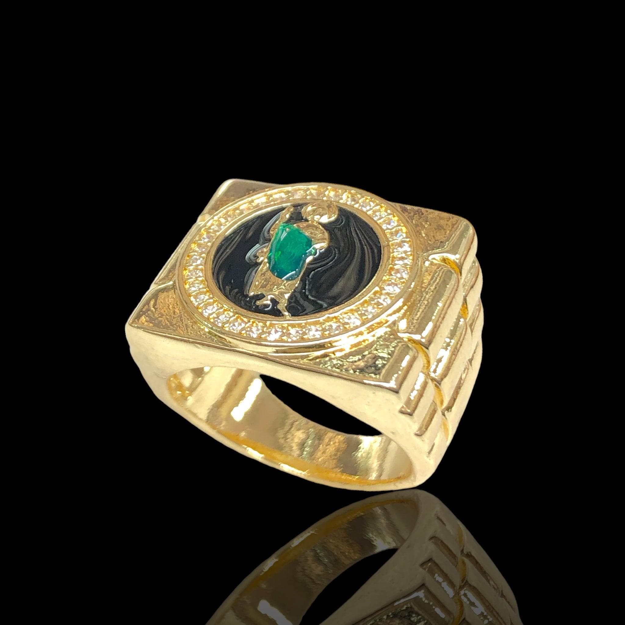18K Gold Filled Rolex Style Men's San Judas Ring- kuania oro laminado