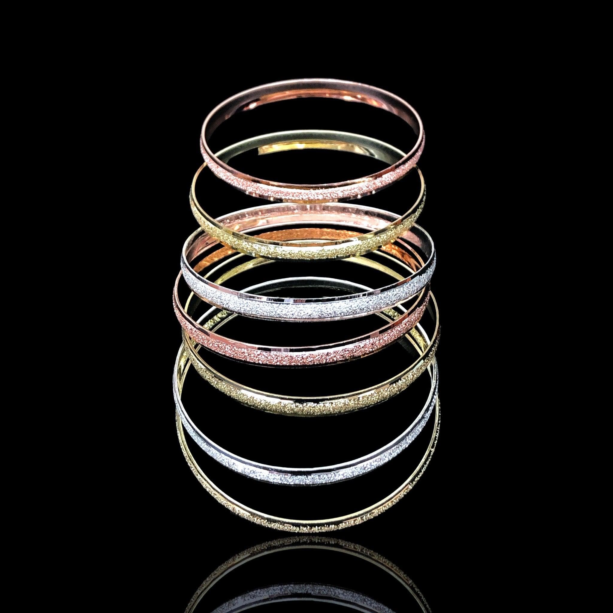 OLS 0049 (Set of 7) -18K Gold Filled Oro Laminado BANGLE - KUANIA