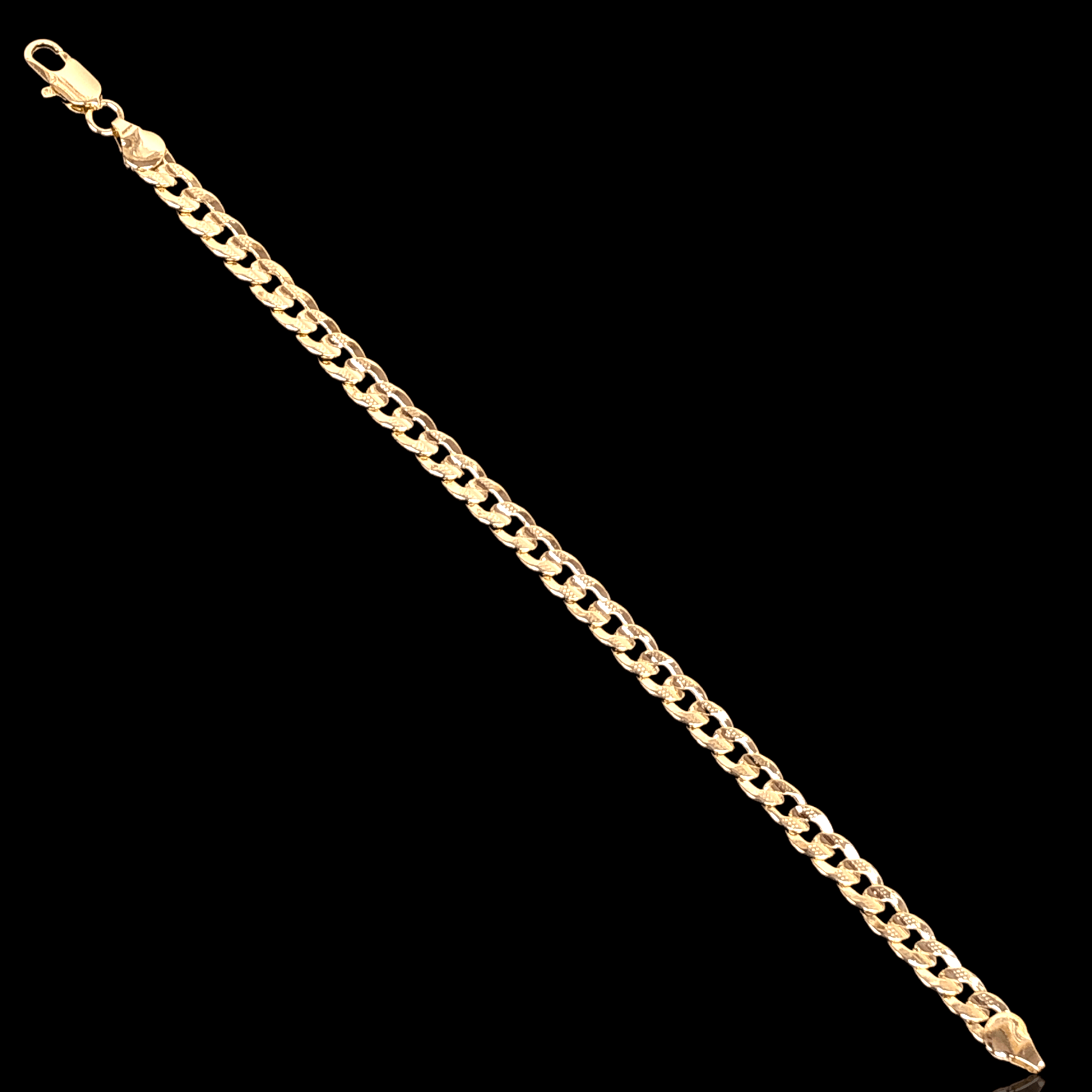 Gold Filled 6.3mm Round Cuban Chain Bracelets w/ Diamond Cut (Pack of 6)