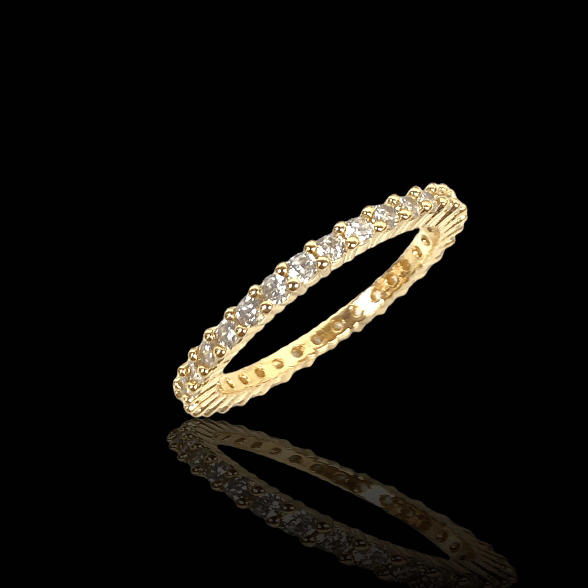 Gold Filled Oro Laminado 2mm Round CZ Eternity Band Ring